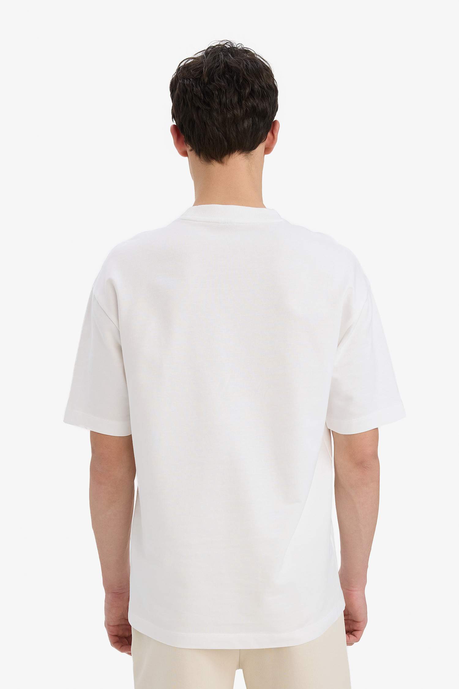 Cotton Relax Fit Crew Neck Basic White T-Shirt