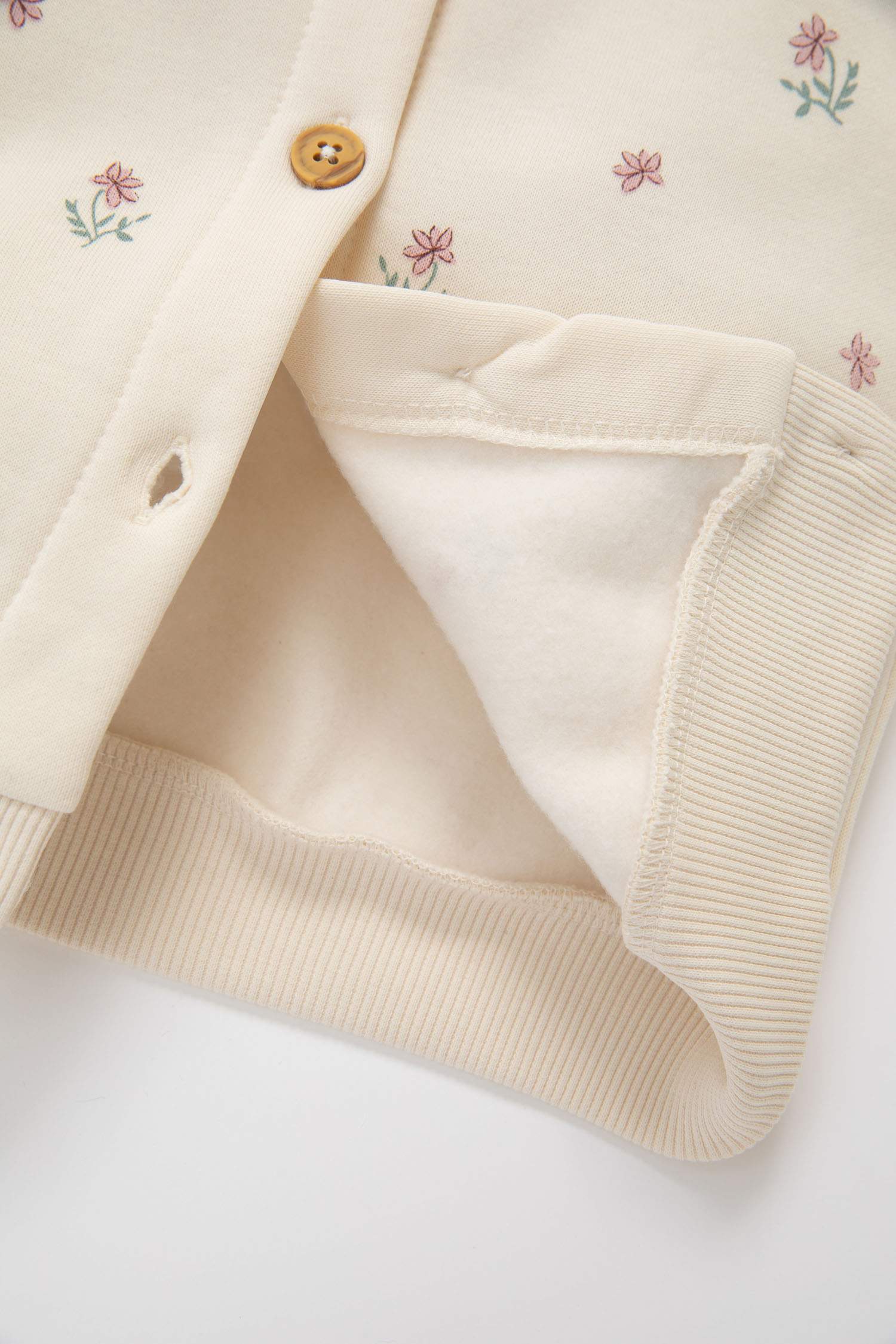 Girl Crew Neck Floral Buttoned Cardigan