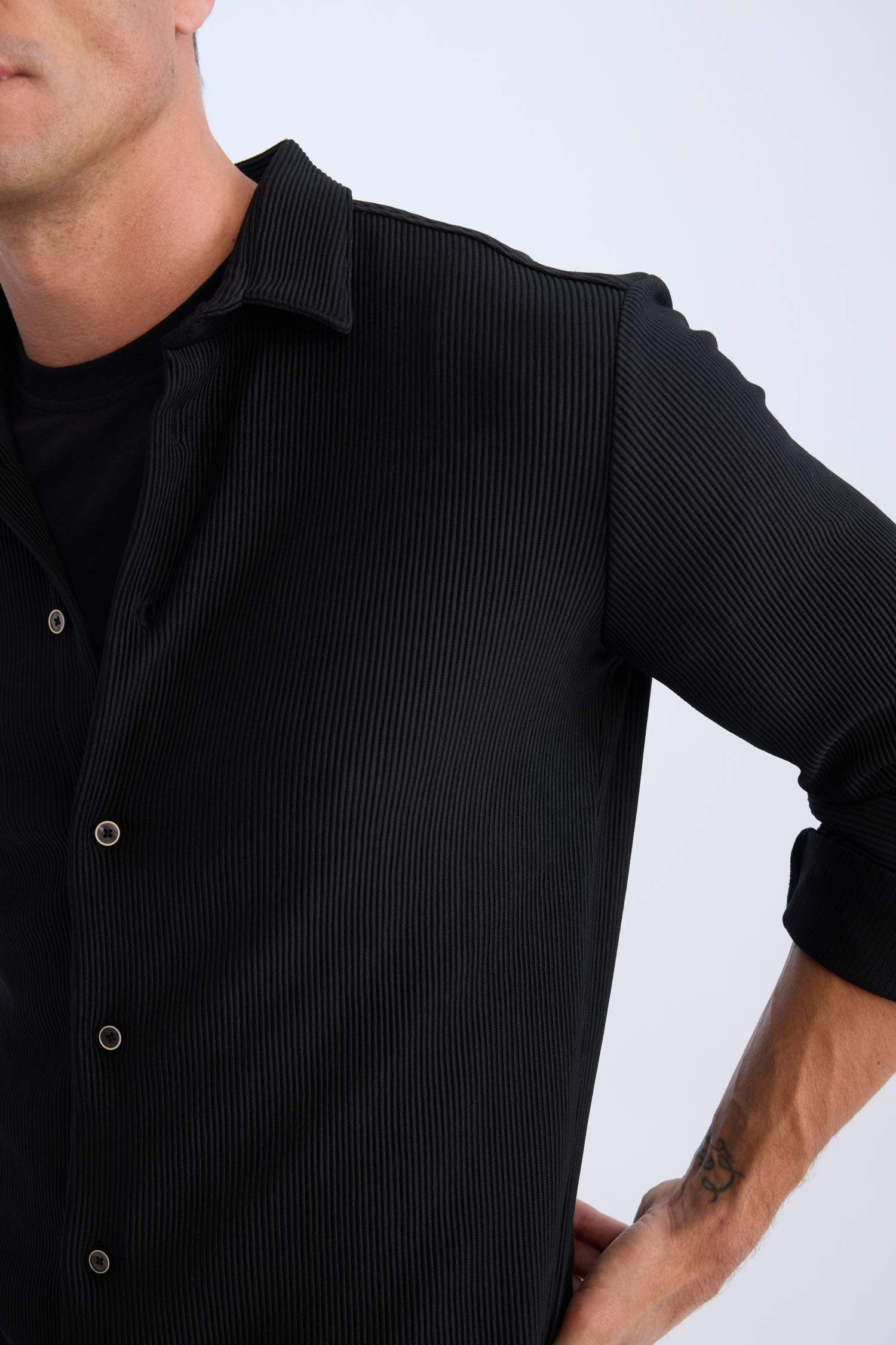 Modern Fit Polo Yaka Uzun Kollu Gömlek