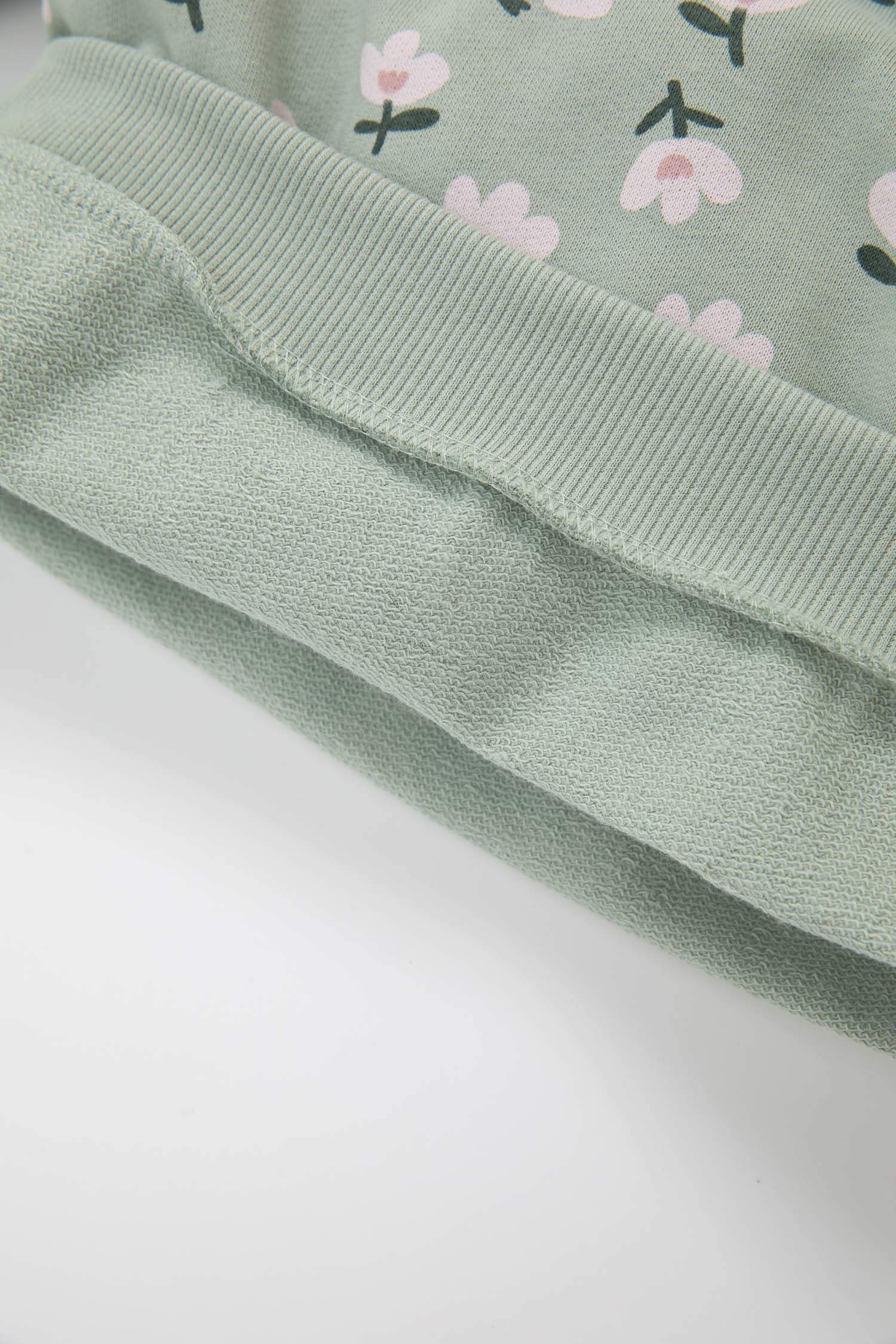 Kız Bebek 2'li Takım Çiçekli Sweatshirt Beli Lastikli İspanyol Paça Tayt