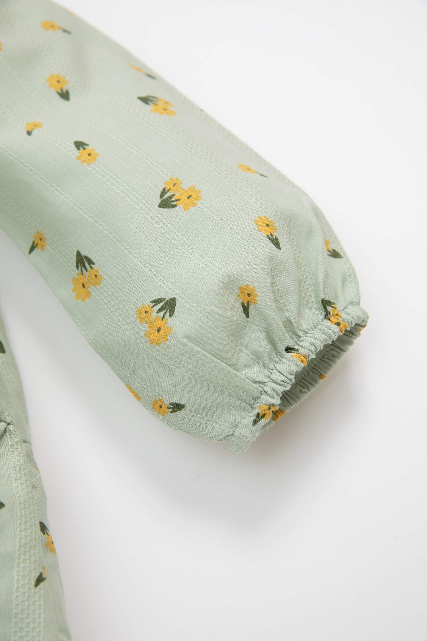 Kız Bebek Çiçek Desenli Volanlı Uzun Kollu Elbise