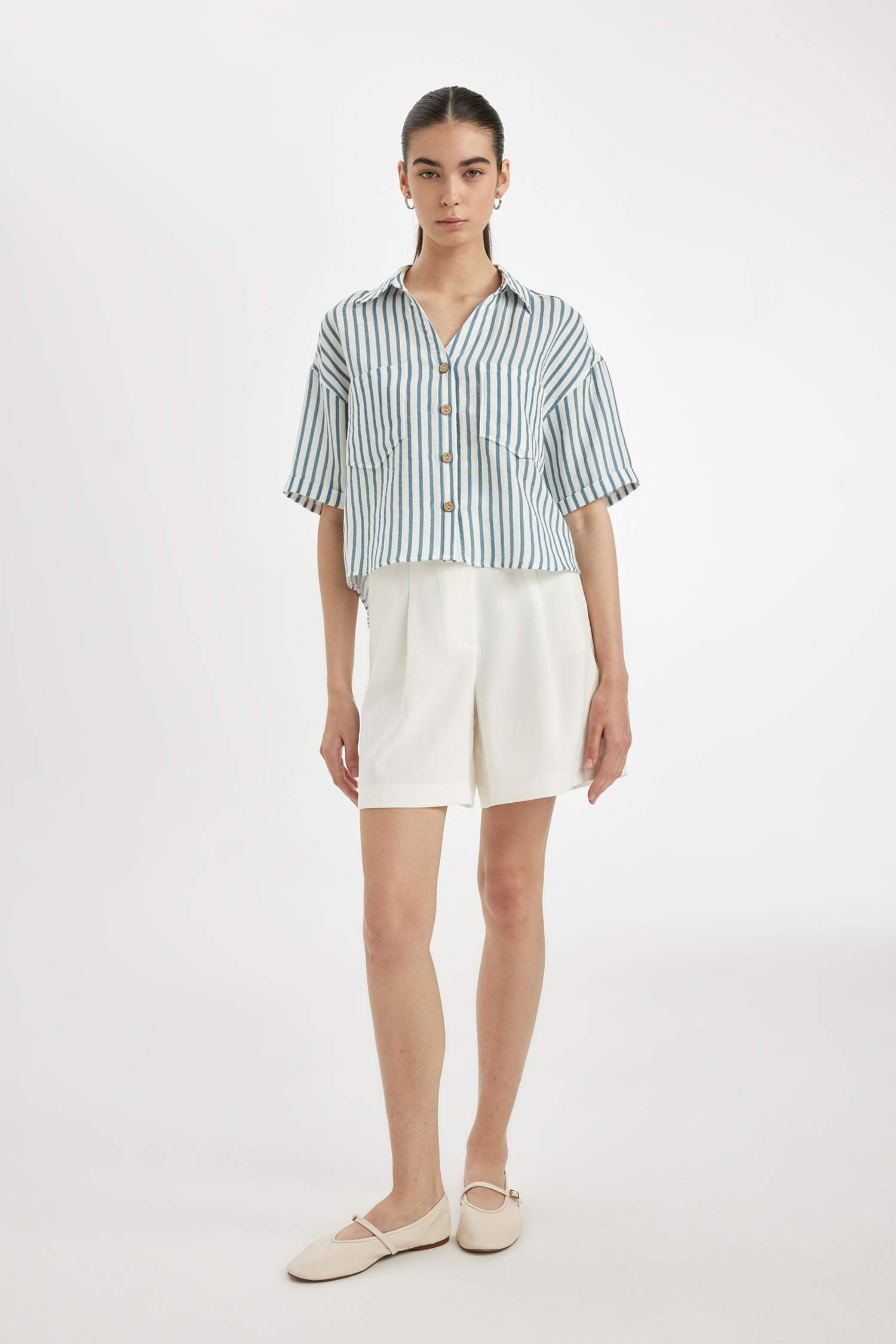 Muslin Short Sleeve Striped Shirt