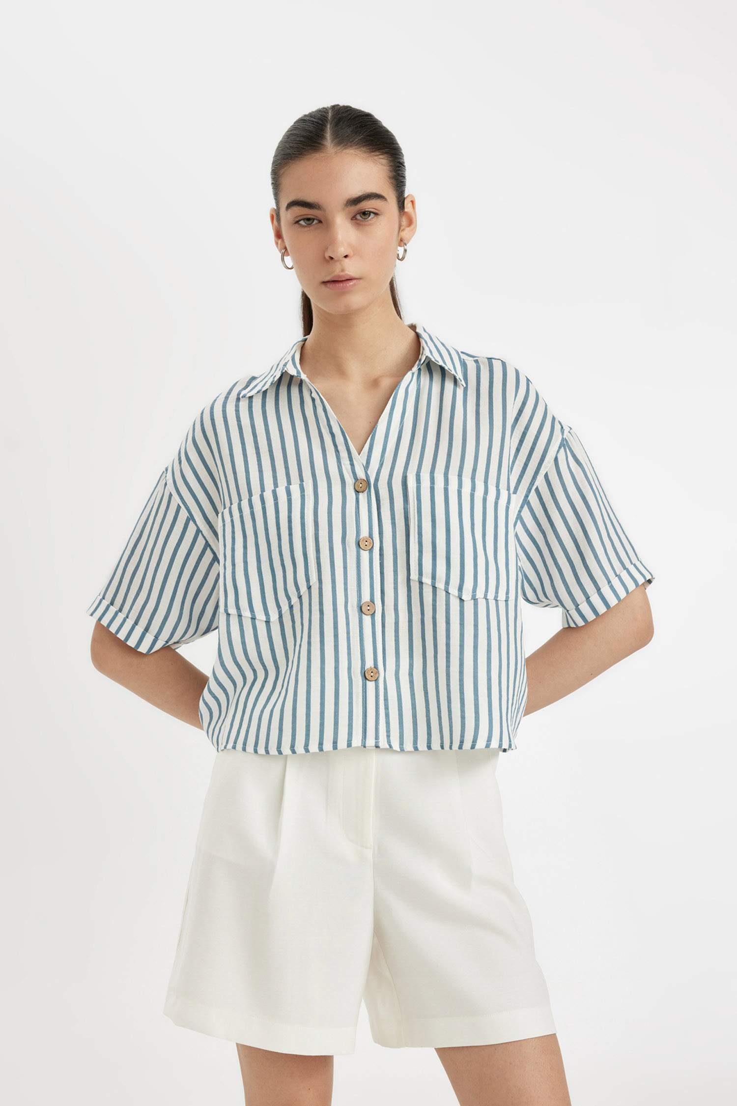 Muslin Short Sleeve Striped Shirt