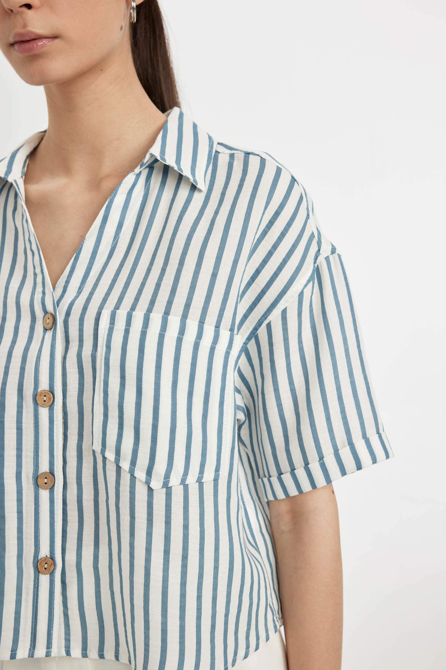 Muslin Short Sleeve Striped Shirt