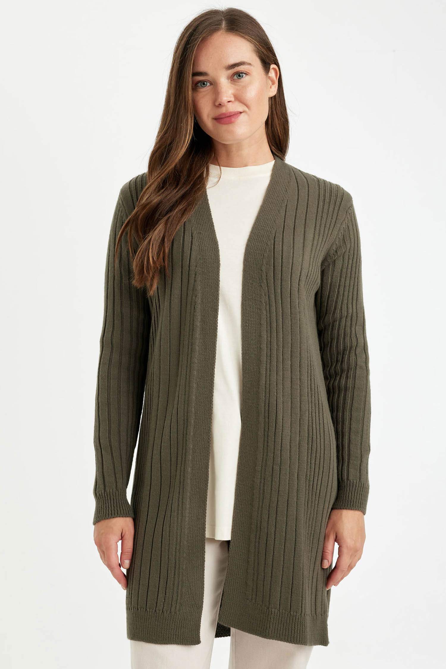 Regular Fit Basic Düz Triko Tunik Hırka