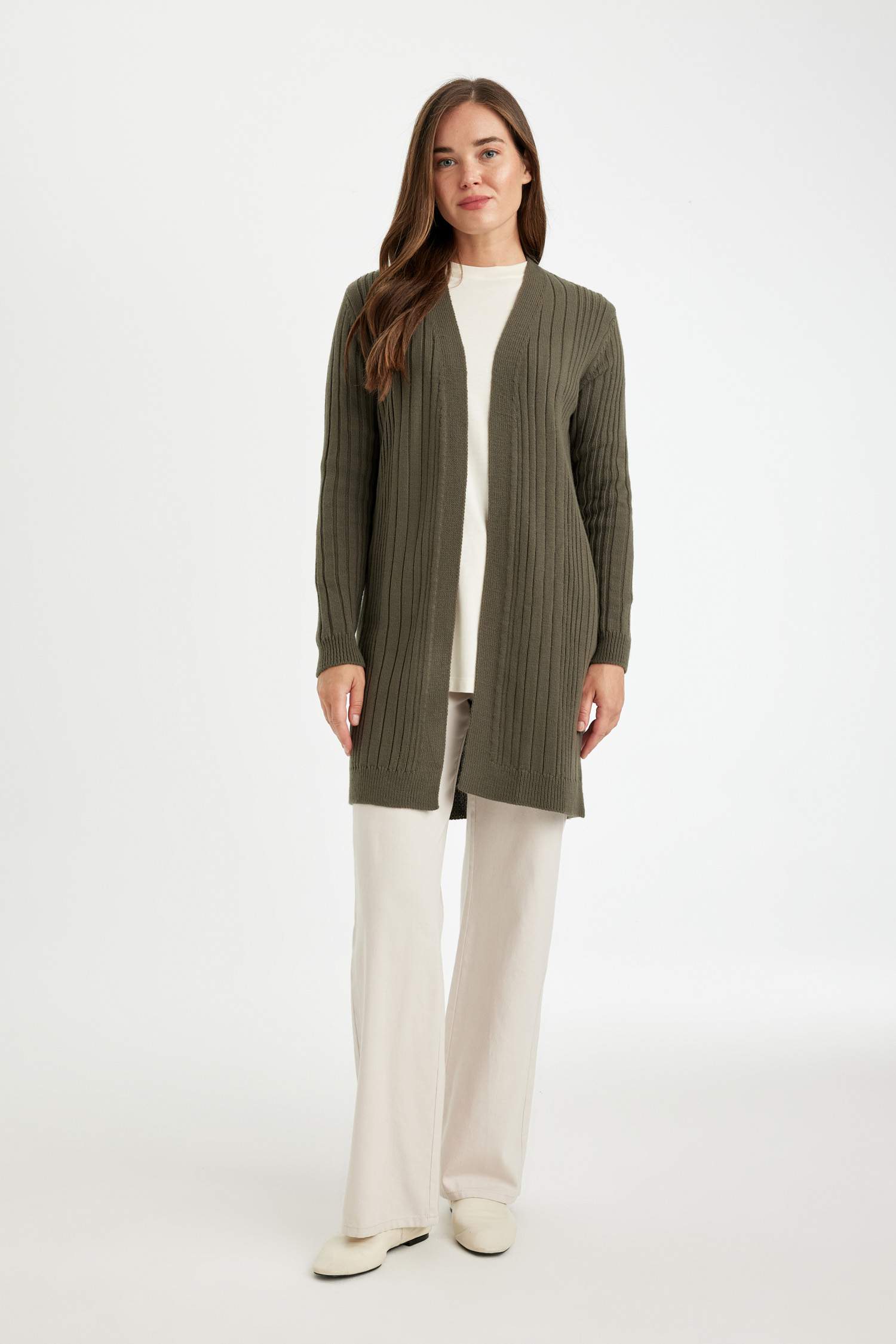 Regular Fit Basic Düz Triko Tunik Hırka