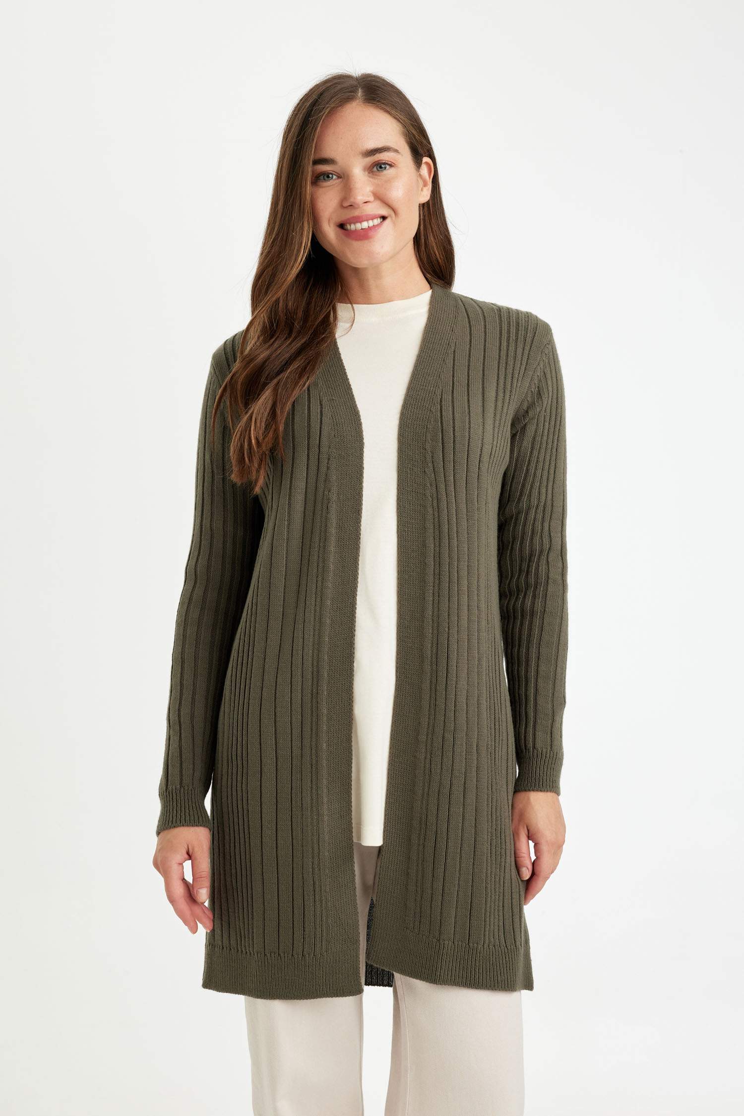 Regular Fit Basic Düz Triko Tunik Hırka