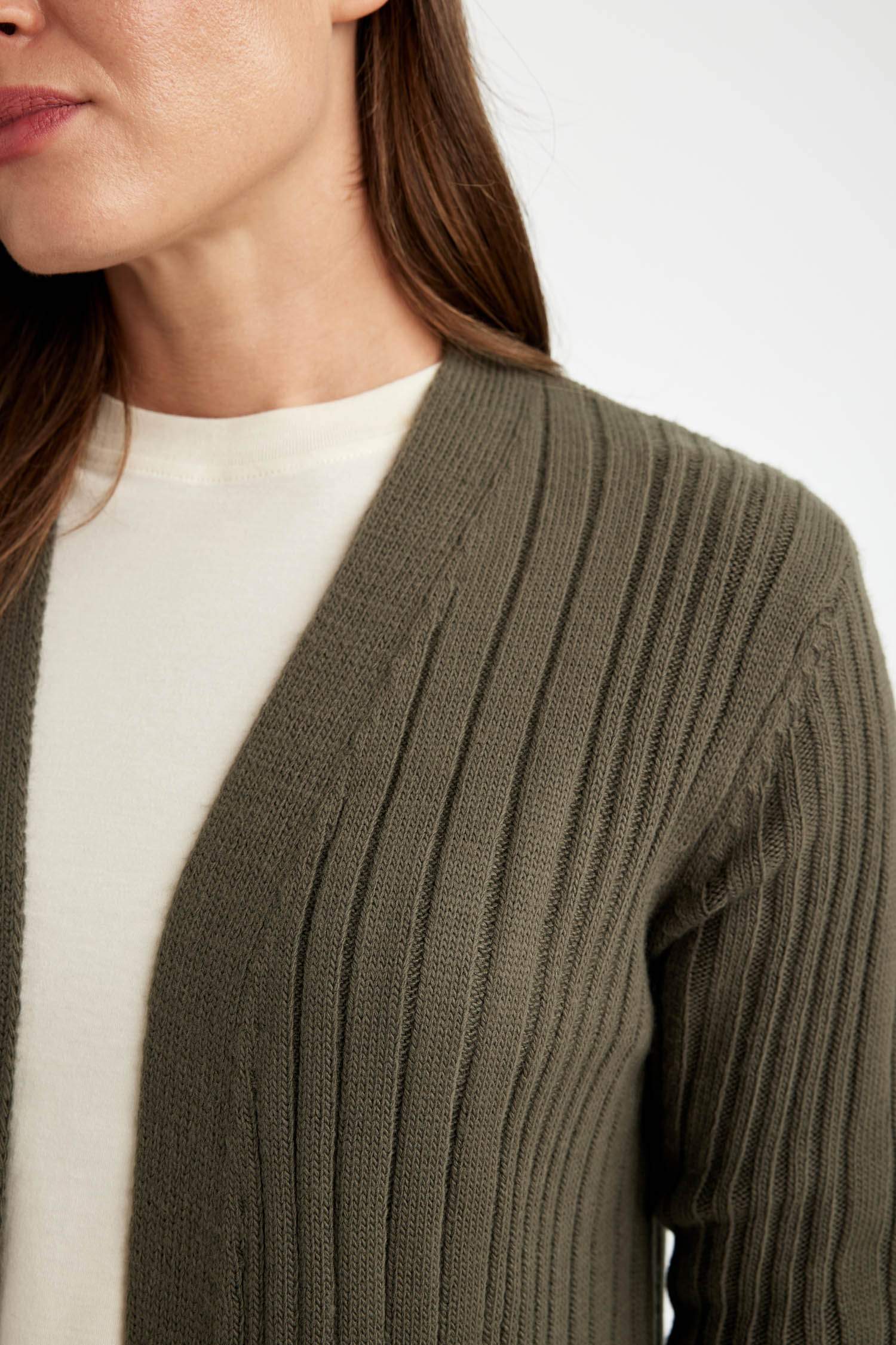 Regular Fit Basic Düz Triko Tunik Hırka