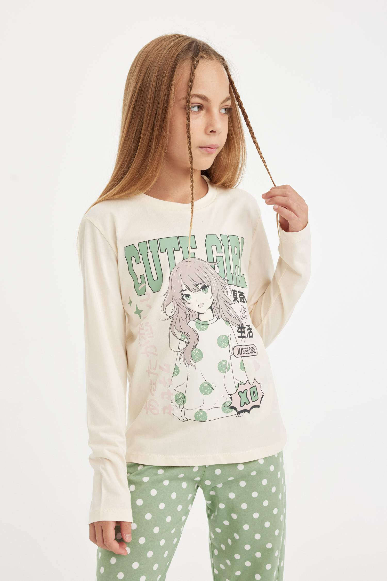 طقم بيجاما بناتي قصة عادية - قطعتين