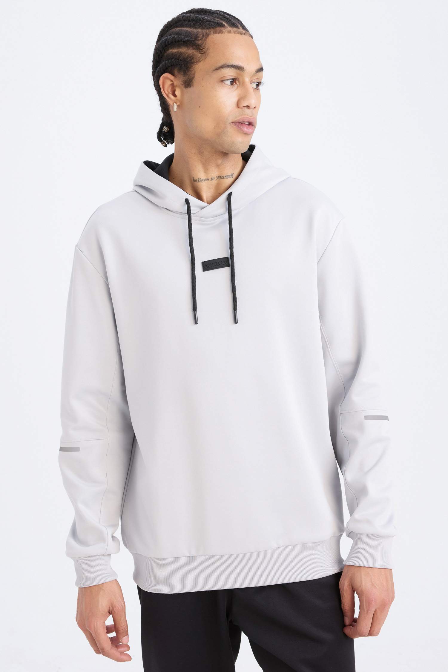 DeFactoFit Standart Fit Kapüşonlu Basic Düz Sporcu Sweatshirt