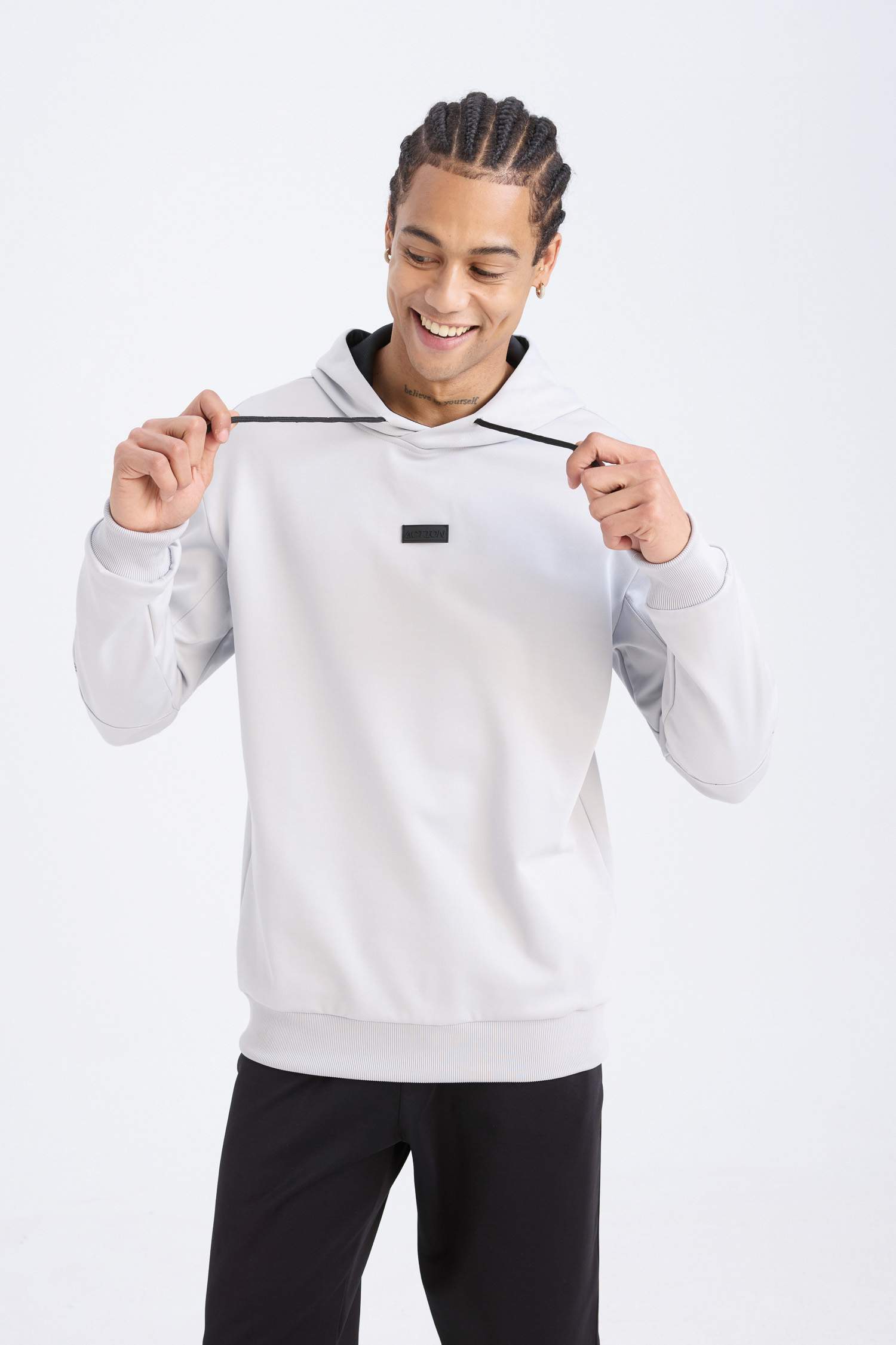 DeFactoFit Standart Fit Kapüşonlu Basic Düz Sporcu Sweatshirt