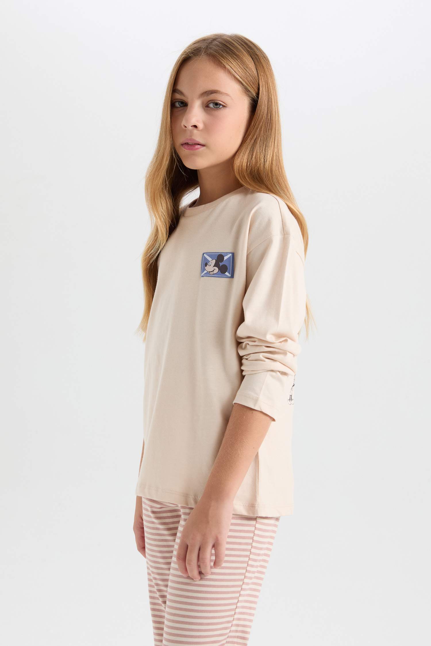 Kız Çocuk Pijama Takım Disney Mickey & Minnie Uzun Kollu Üst Beli Lastikli Alt
