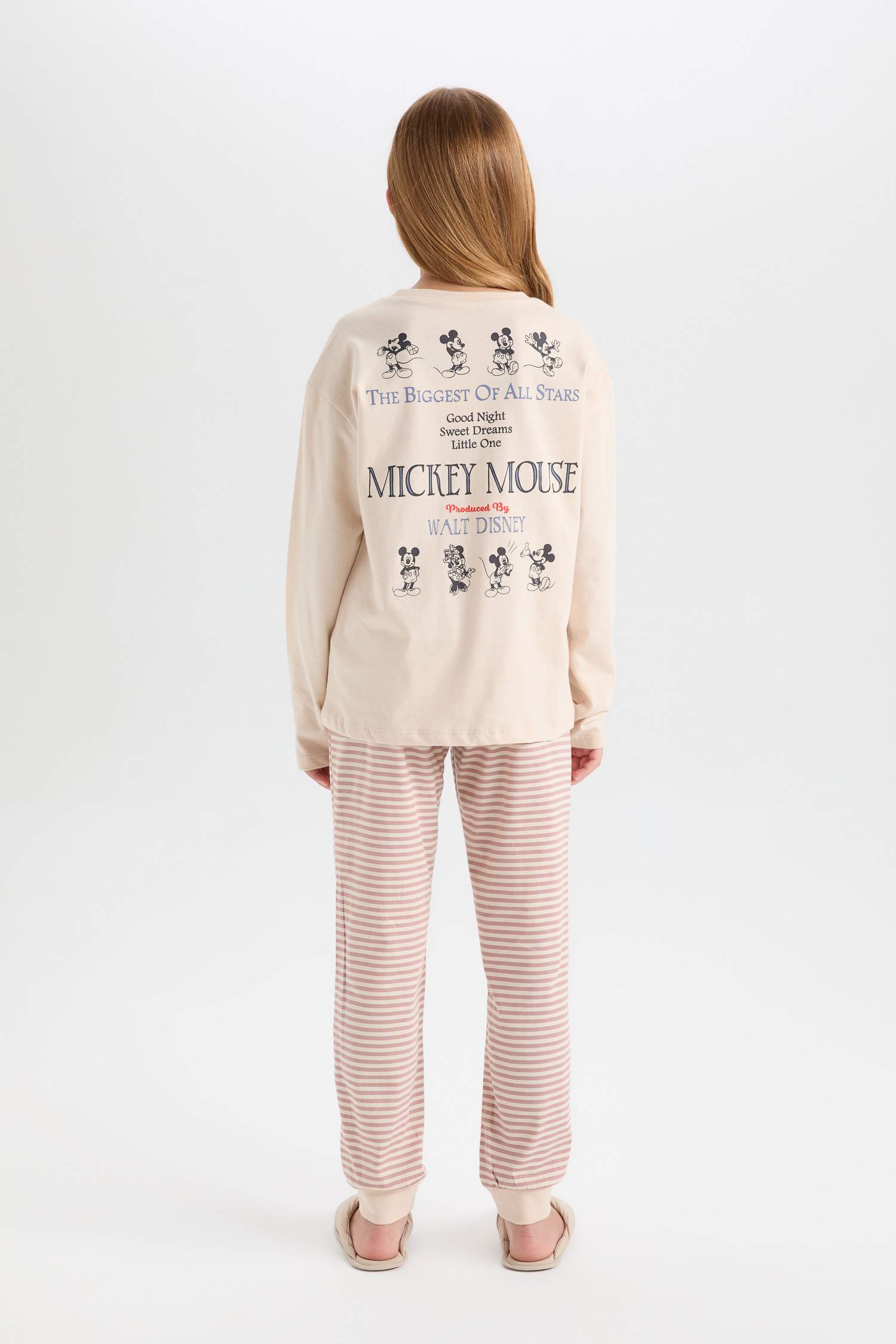 Kız Çocuk Pijama Takım Disney Mickey & Minnie Uzun Kollu Üst Beli Lastikli Alt