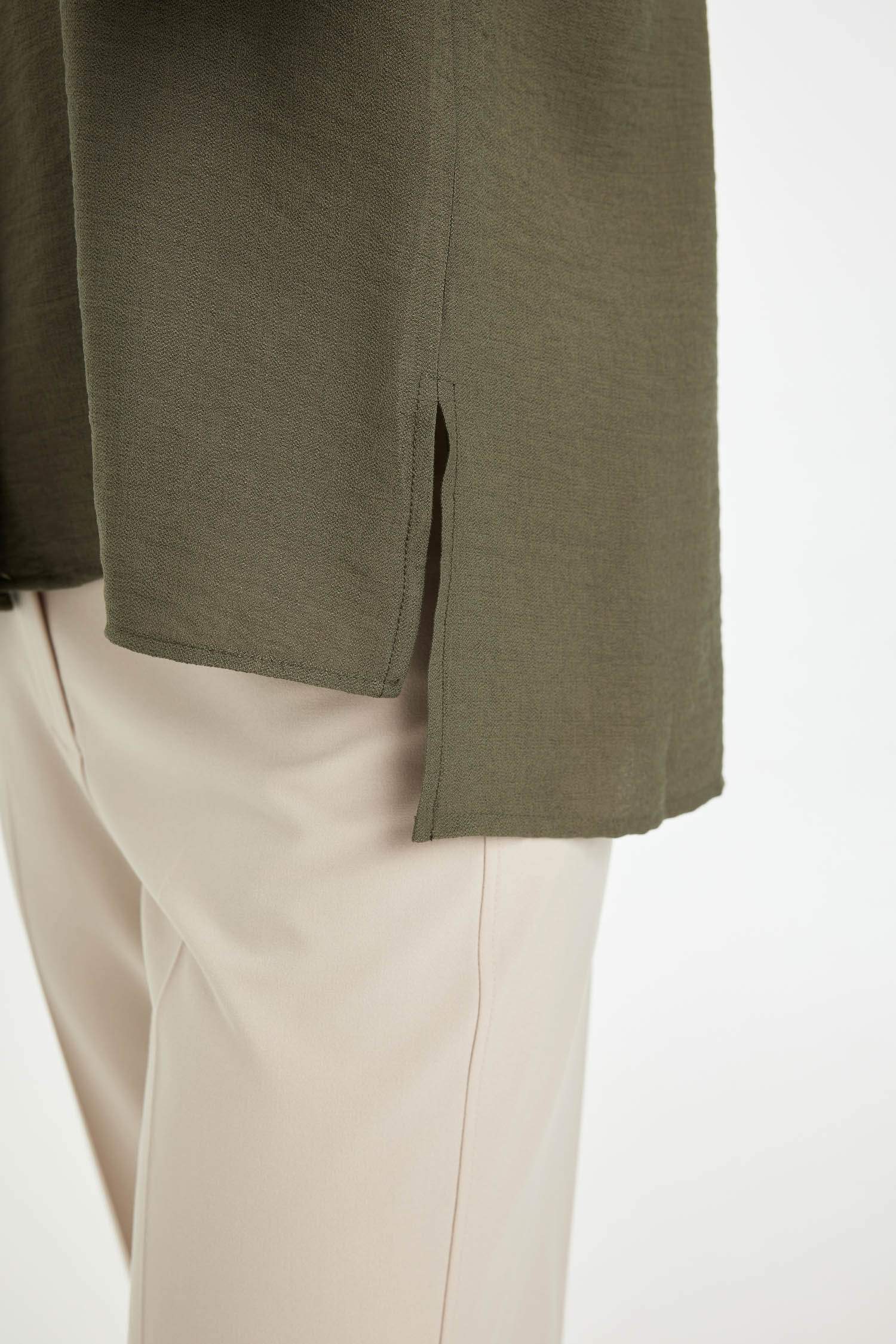 Regular Fit Shirt Collar Long Sleeve Blouse