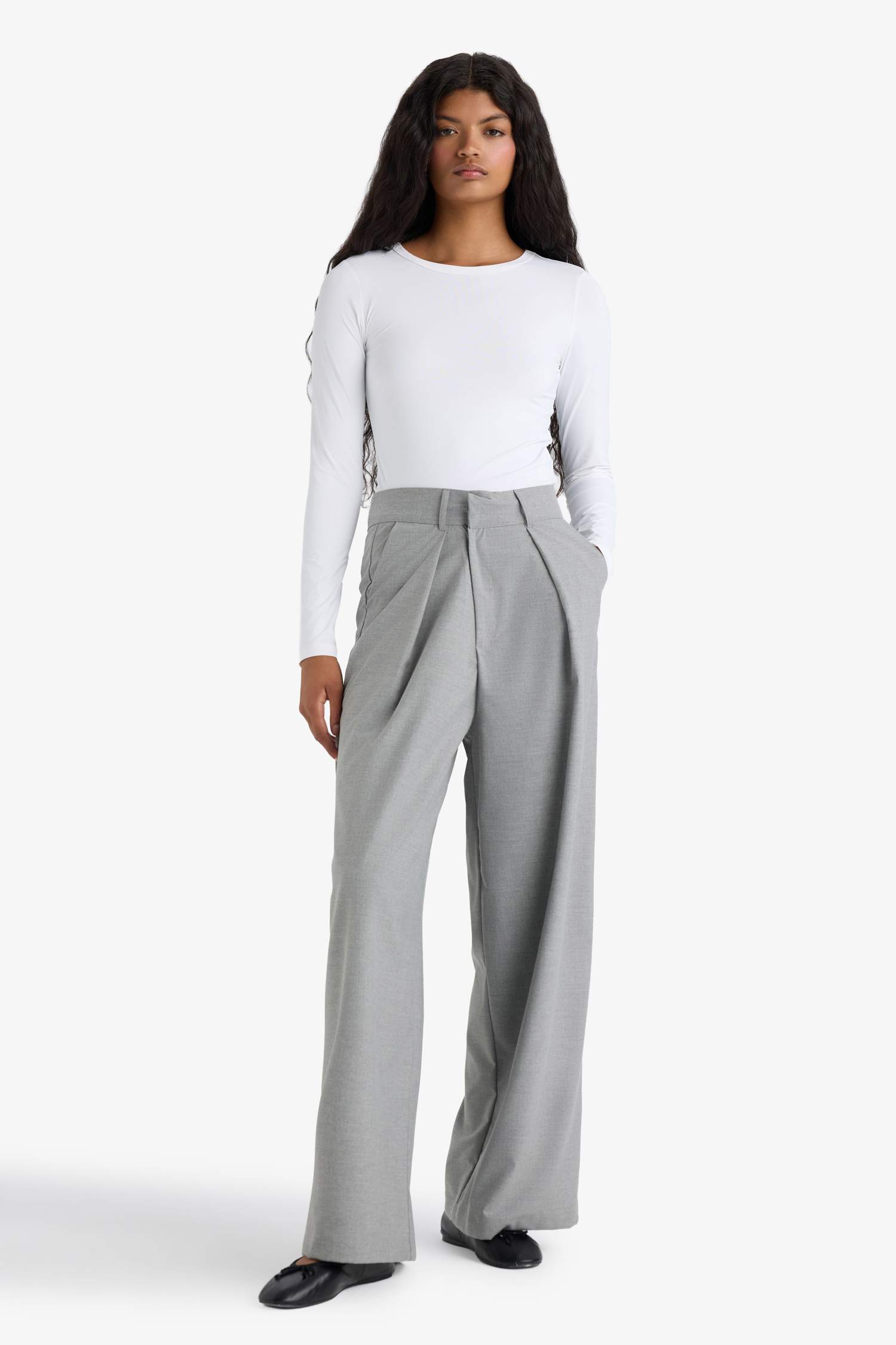 Slim Fit Dar Kesim Bisiklet Yaka Basic Düz Uzun Kollu Tişört