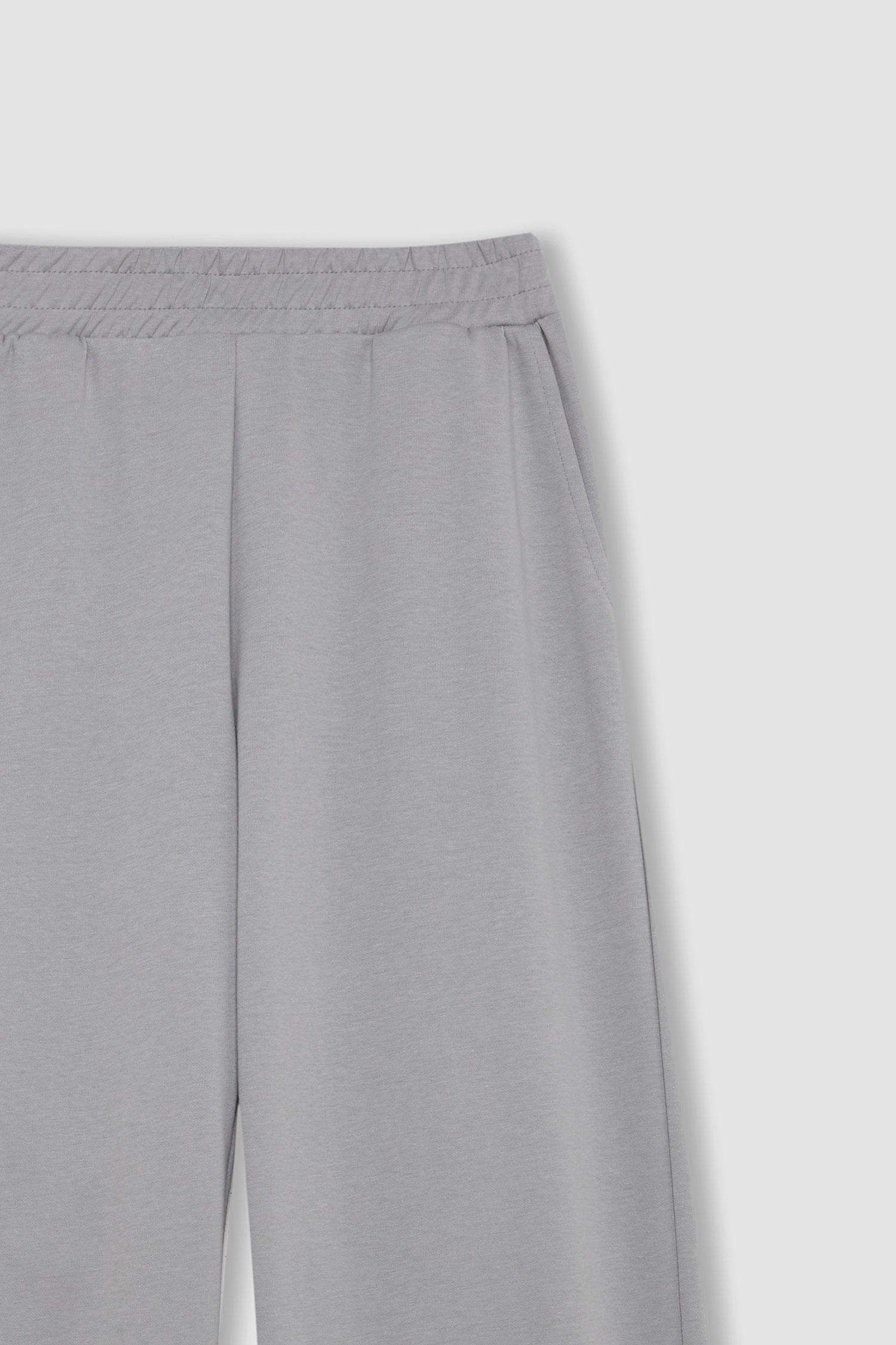 Wide Leg Geniş Paça Eşofman Altı Beli Lastikli Cepli Basic Düz