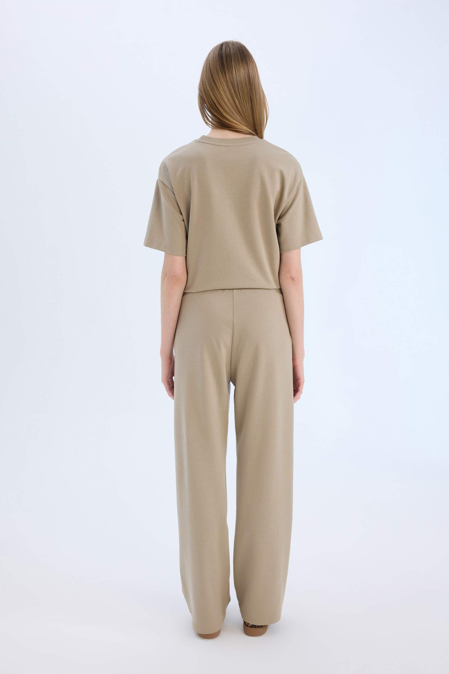 Wide Leg Geniş Paça Eşofman Altı Beli Lastikli Cepli Basic Düz