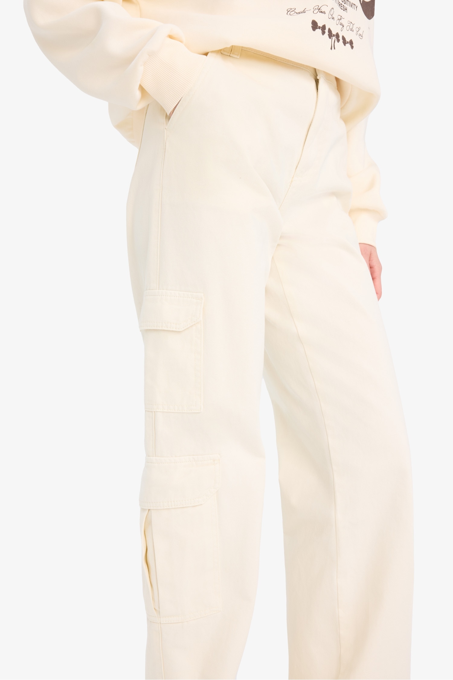 Straight Fit Gabardin Pantolon Kargo Cepli Normal Bel Düz Paça