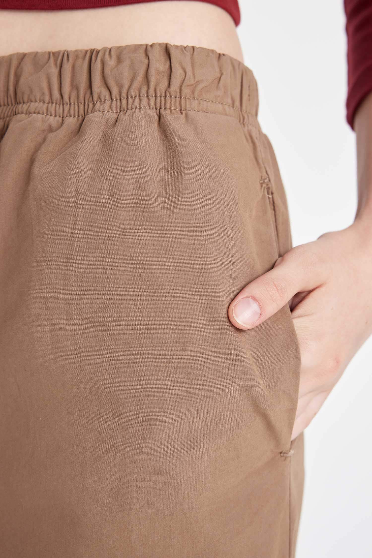 Coool Straight Fit Poplin Pantolon Basic Düz Cepli Lastikli Bel Bağcıklı