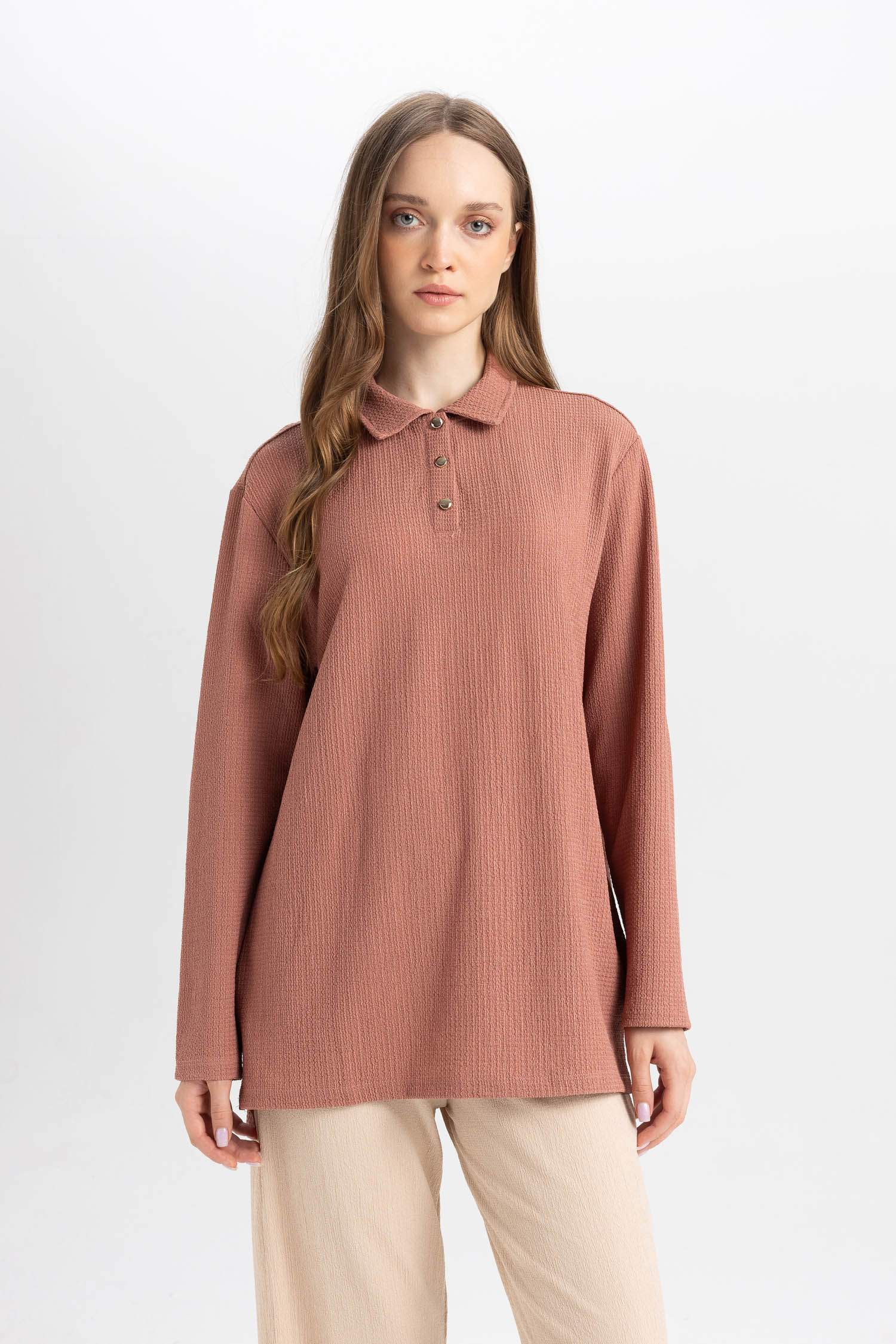 Regular Fit Polo Shirt Long Sleeve Tunic
