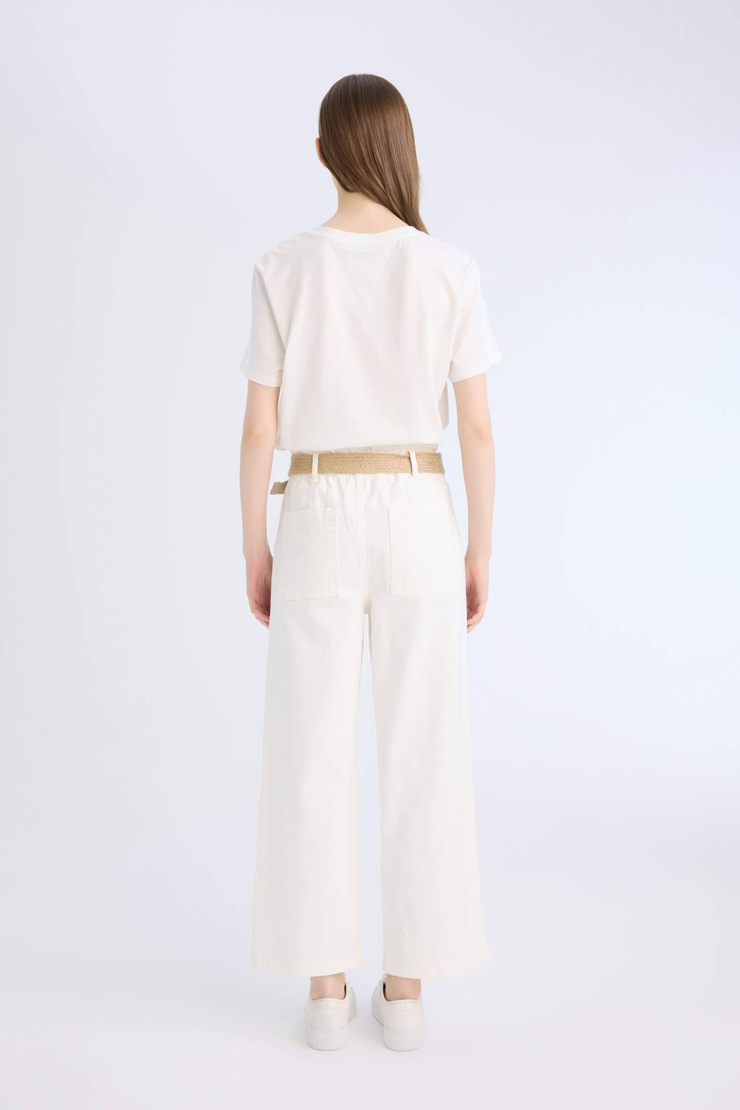 Paperbag High Waist Double Leg Gabardine Trousers