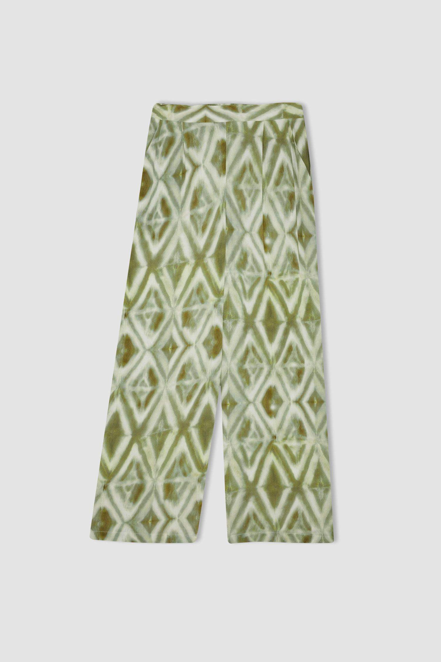 Pantalon ample à motif avec poches et jambes larges