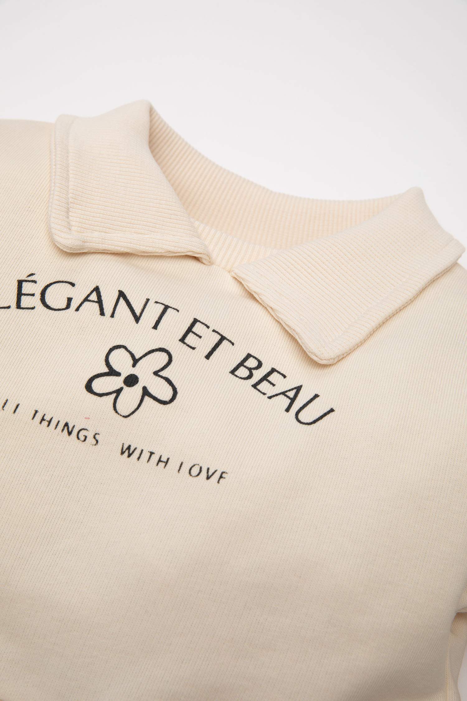 Robe en Tricot Fleur Col Polo à manches longues Coupe régulière