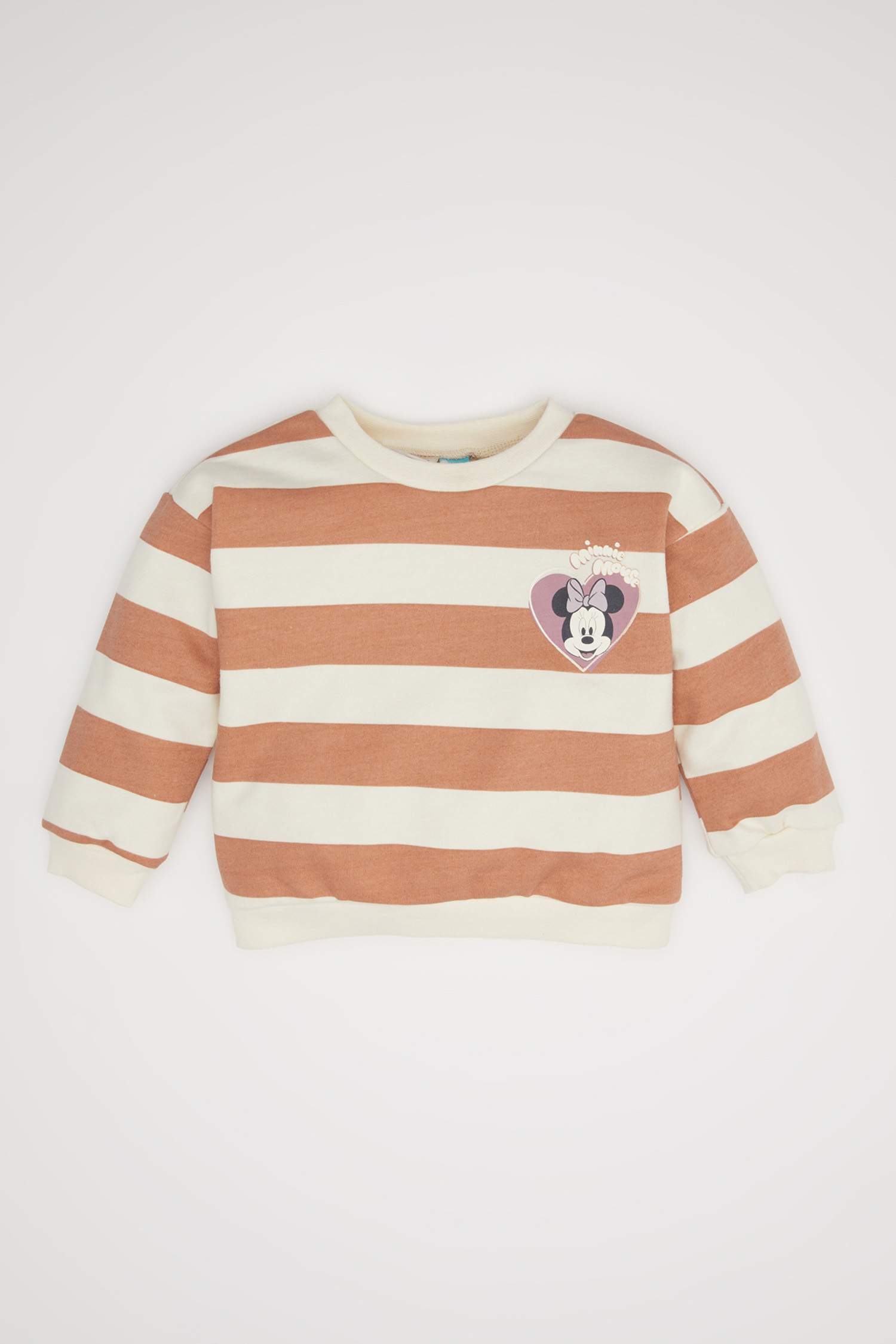 Kız Bebek Disney Mickey & Minnie Bisiklet Yaka Çizgili Sweatshirt