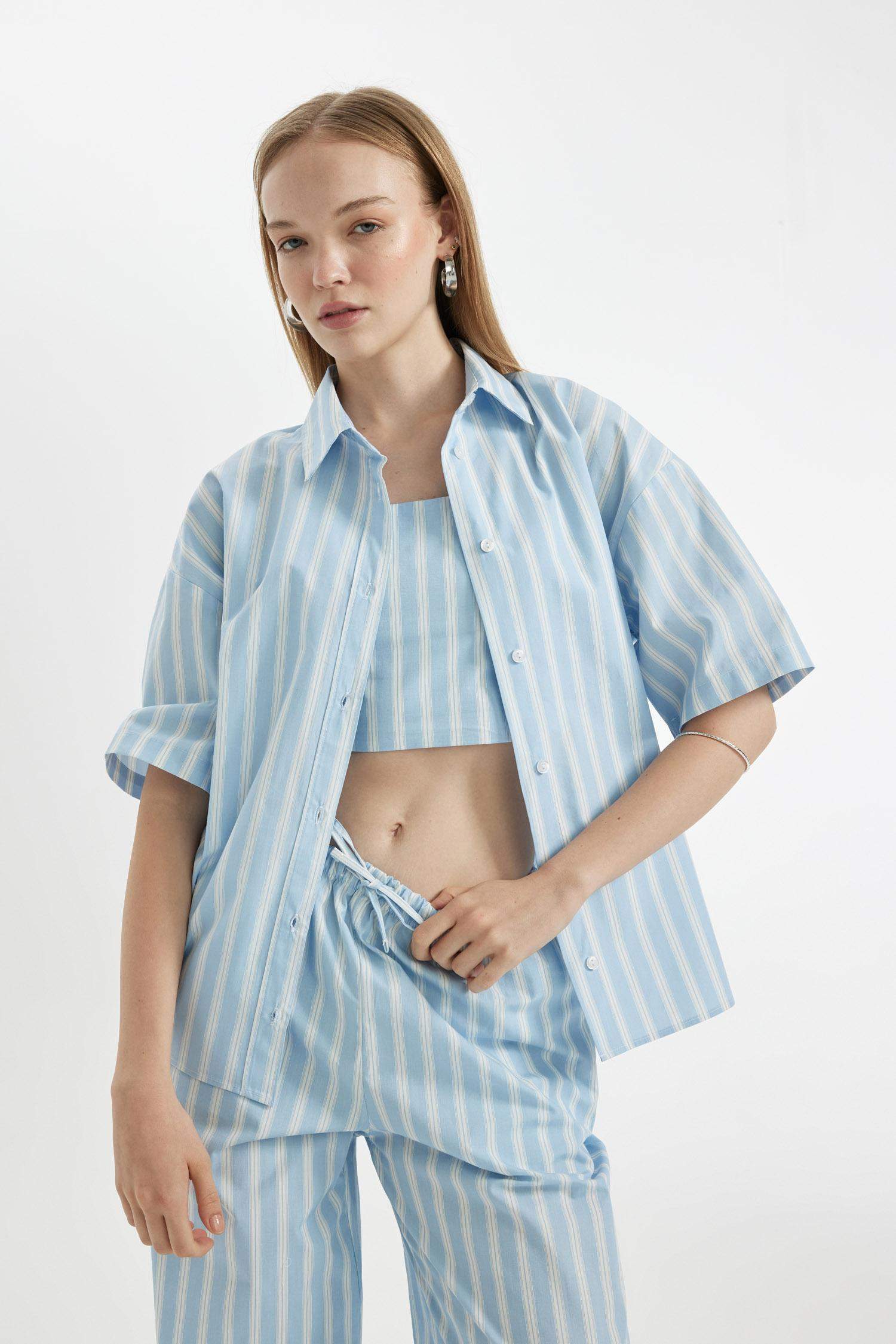 Chemise Oversize à manches courtess en Popeline