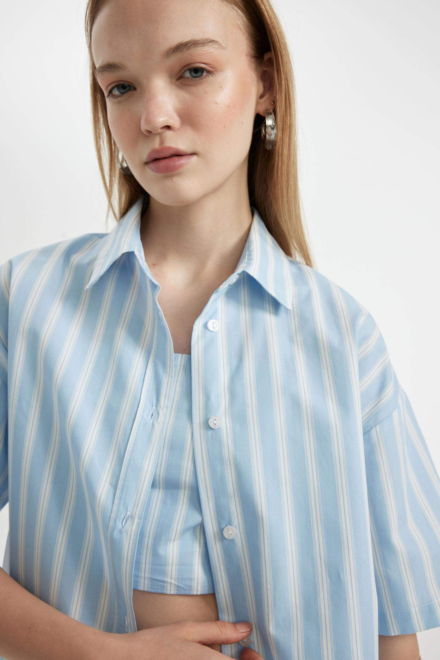 Chemise Oversize à manches courtess en Popeline