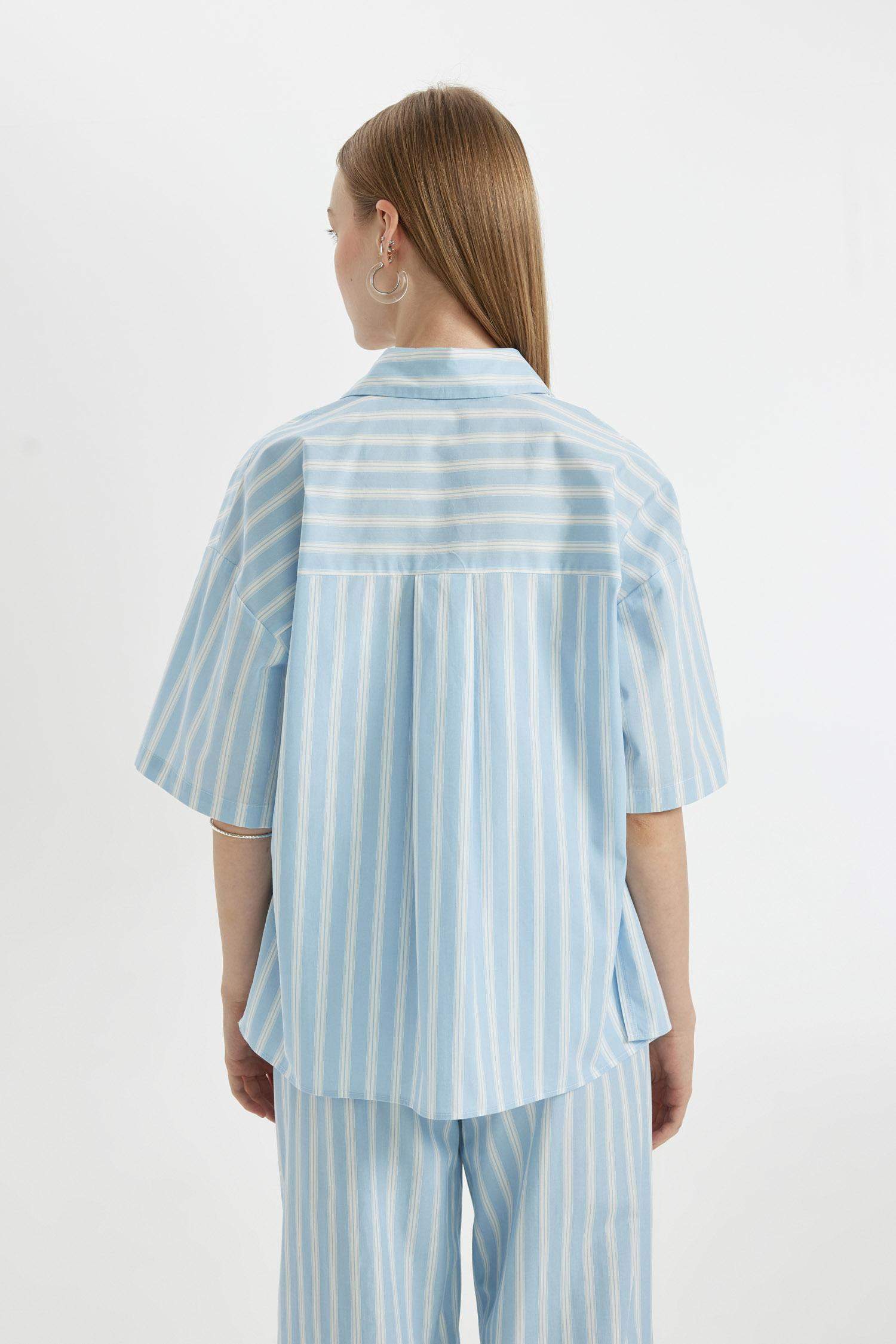 Chemise Oversize à manches courtess en Popeline