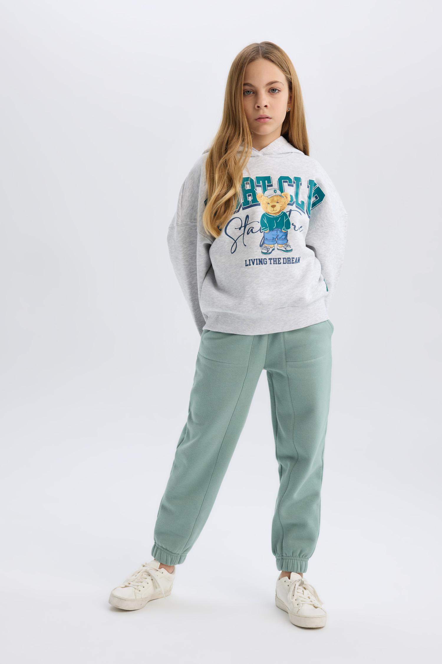 Kız Çocuk Beli Paçası Lastikli Cepli Basic Düz Jogger Eşofman Altı