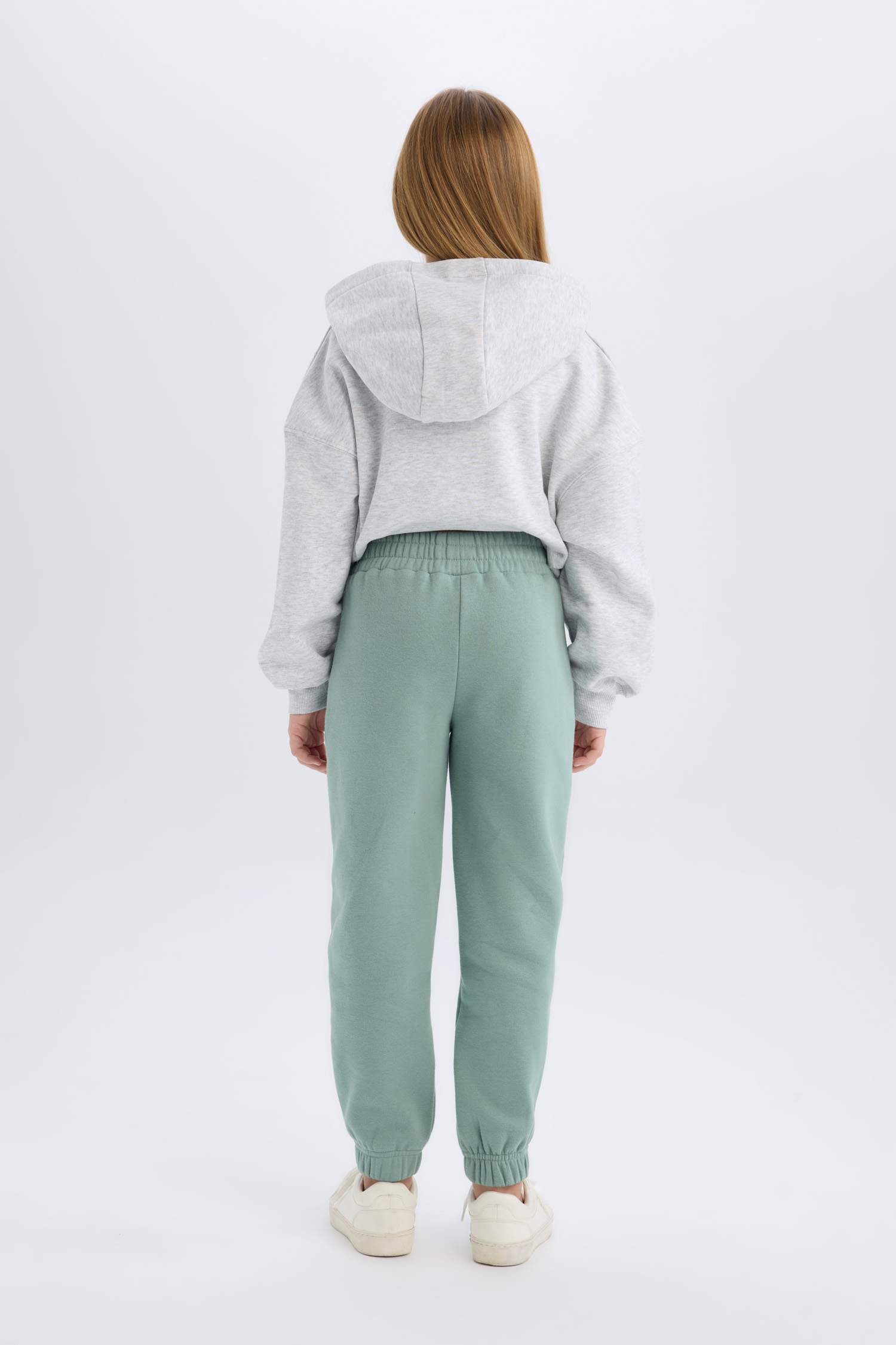 Kız Çocuk Beli Paçası Lastikli Cepli Basic Düz Jogger Eşofman Altı