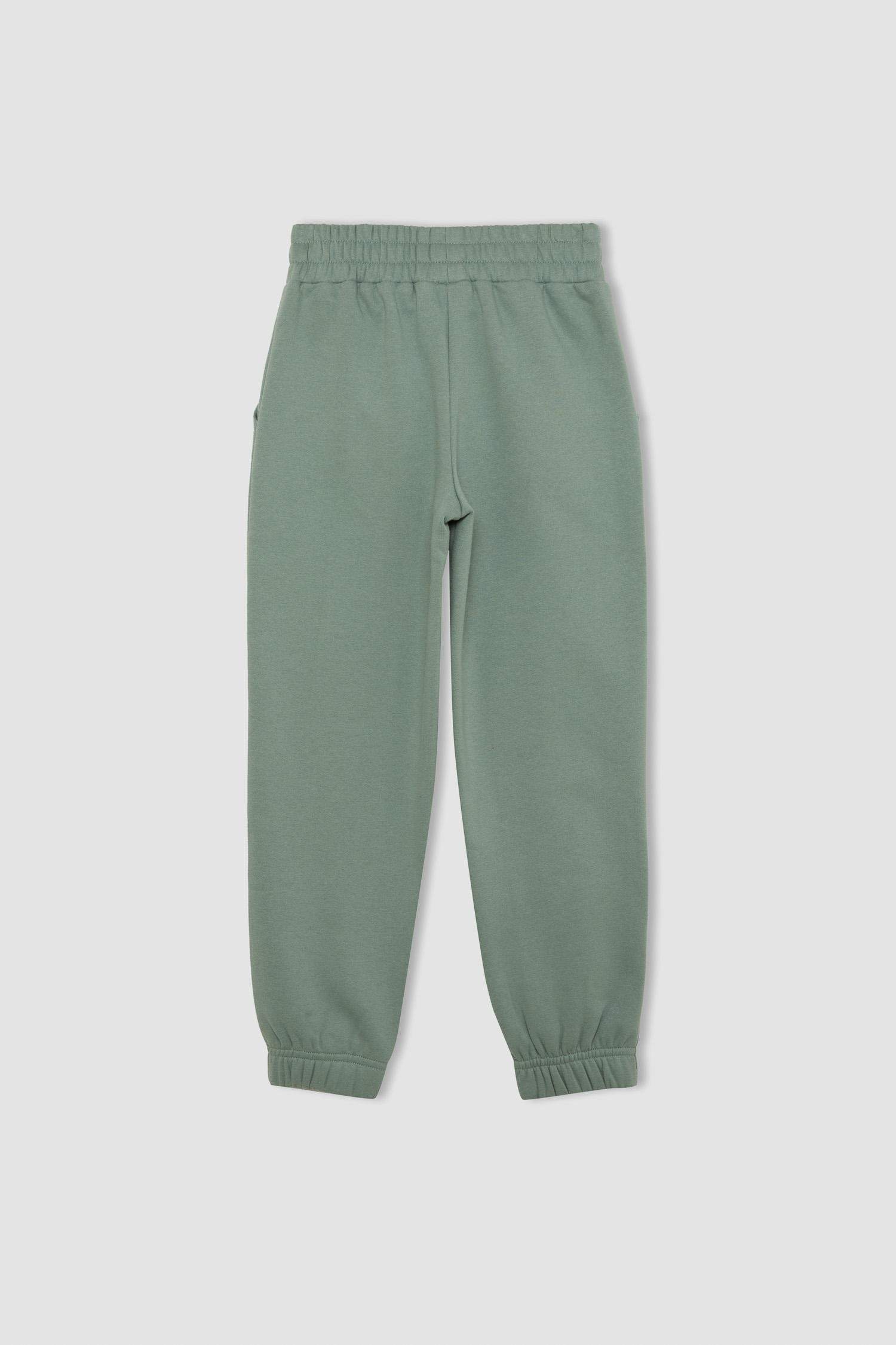 Kız Çocuk Beli Paçası Lastikli Cepli Basic Düz Jogger Eşofman Altı