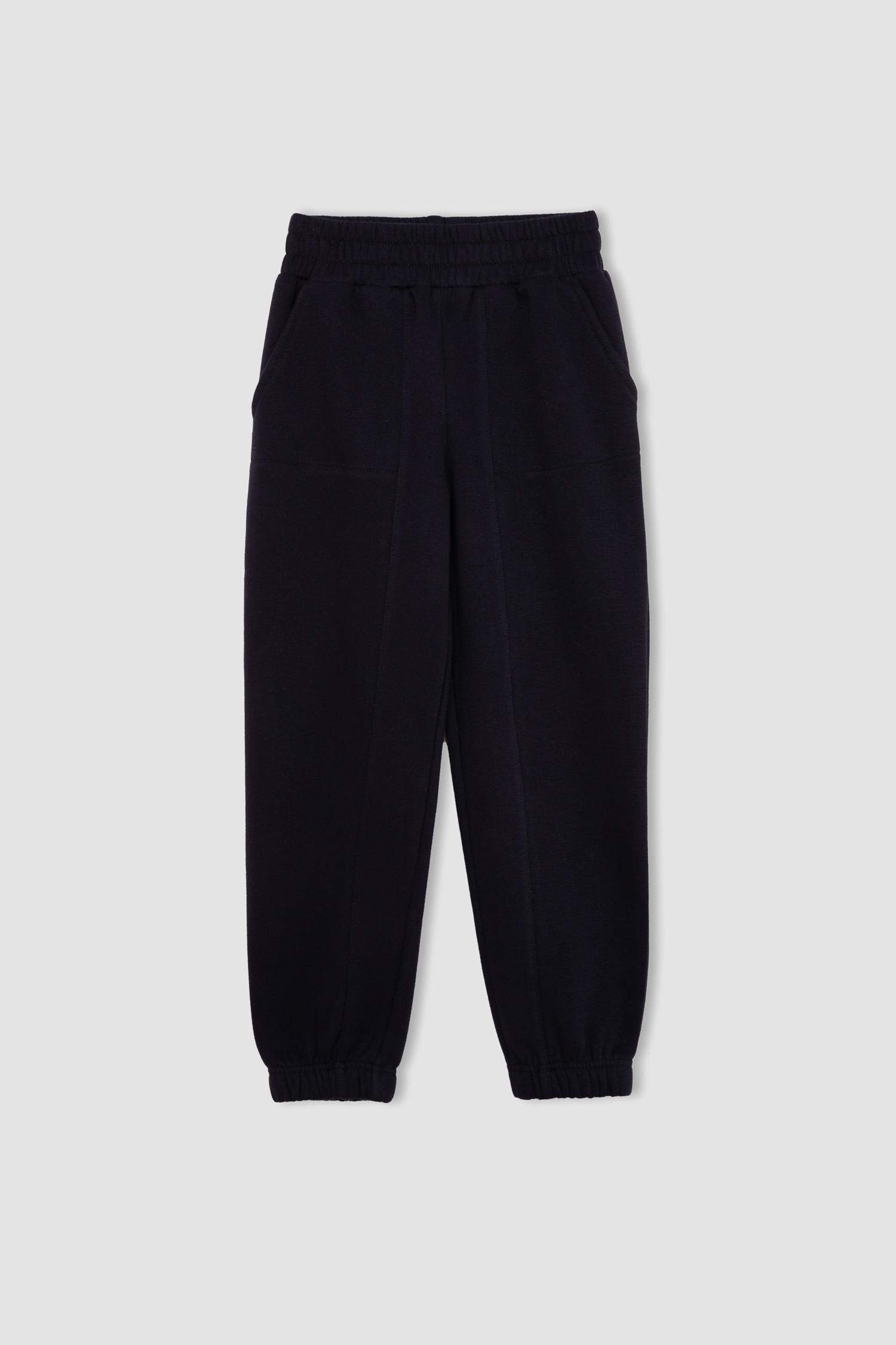 Kız Çocuk Beli Paçası Lastikli Cepli Basic Düz Jogger Eşofman Altı