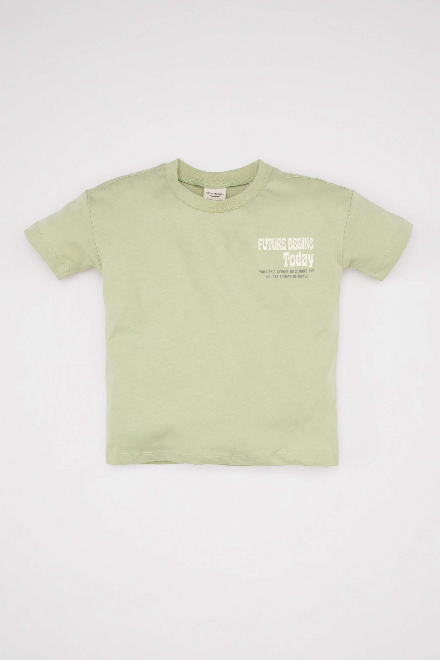 Erkek Bebek Bisiklet Yaka Baskılı Kısa Kollu Tişört