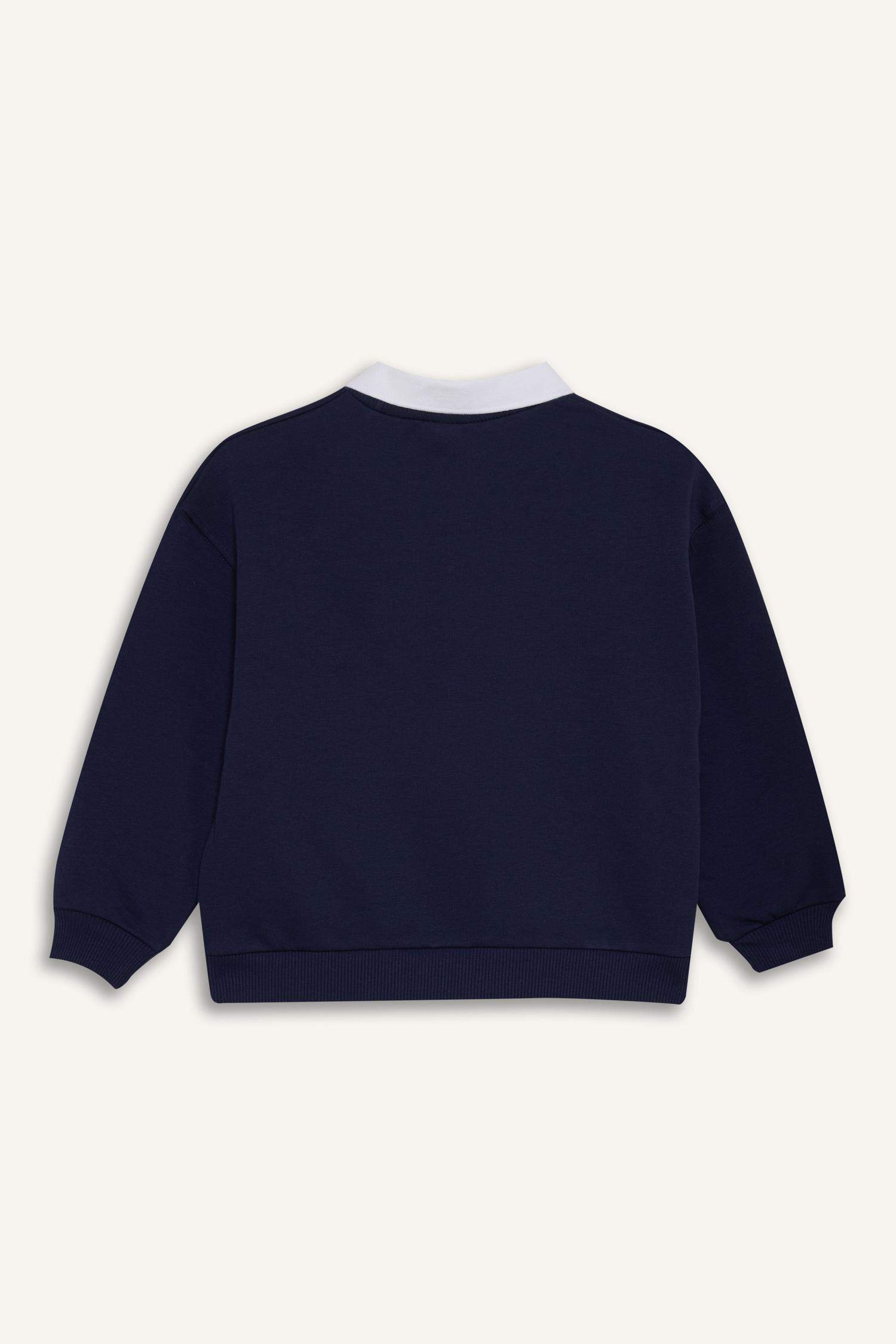 Girl Relax Fit Polo Neck Printed Sweatshirt