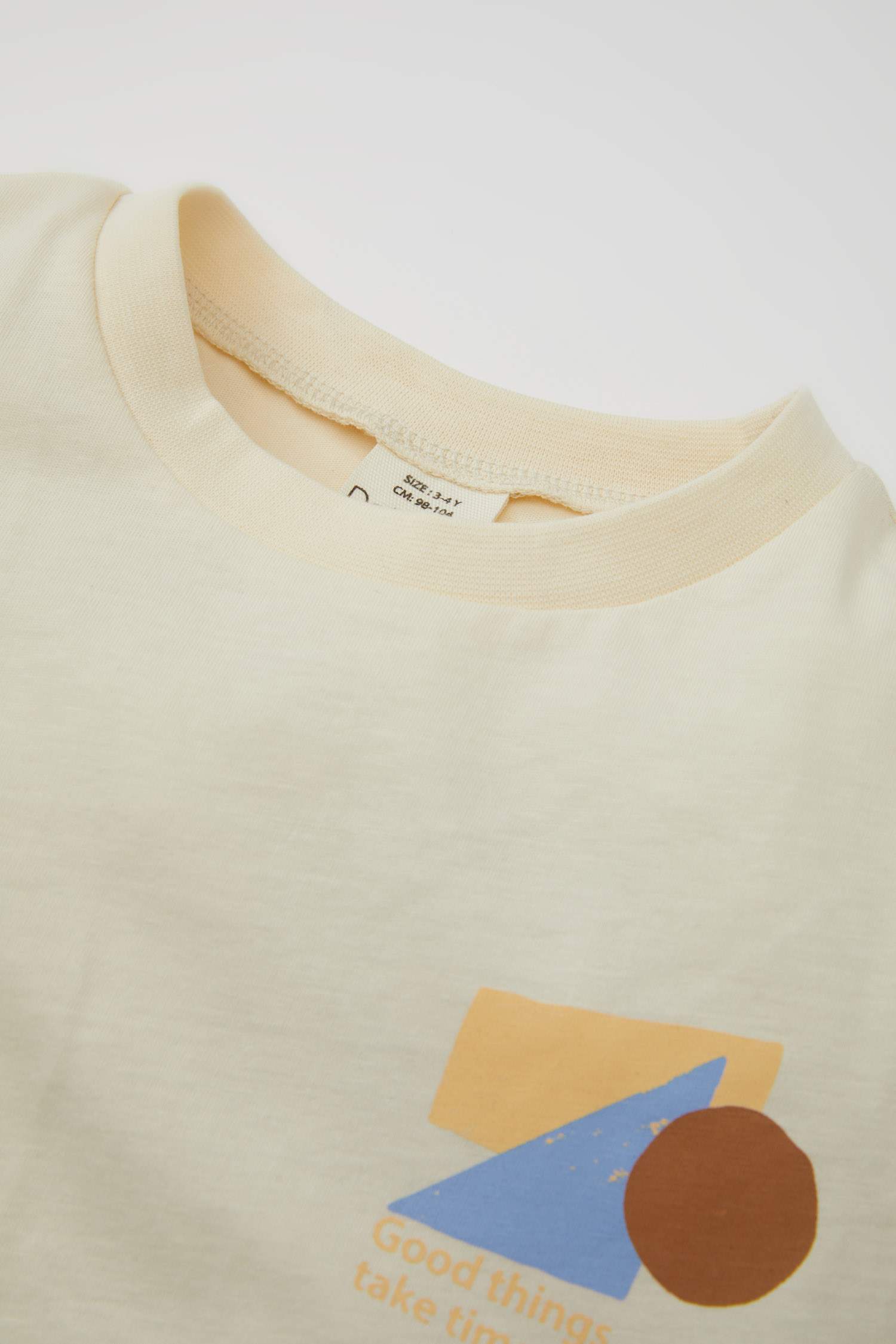 Erkek Bebek Bisiklet Yaka Baskılı Kısa Kollu Tişört