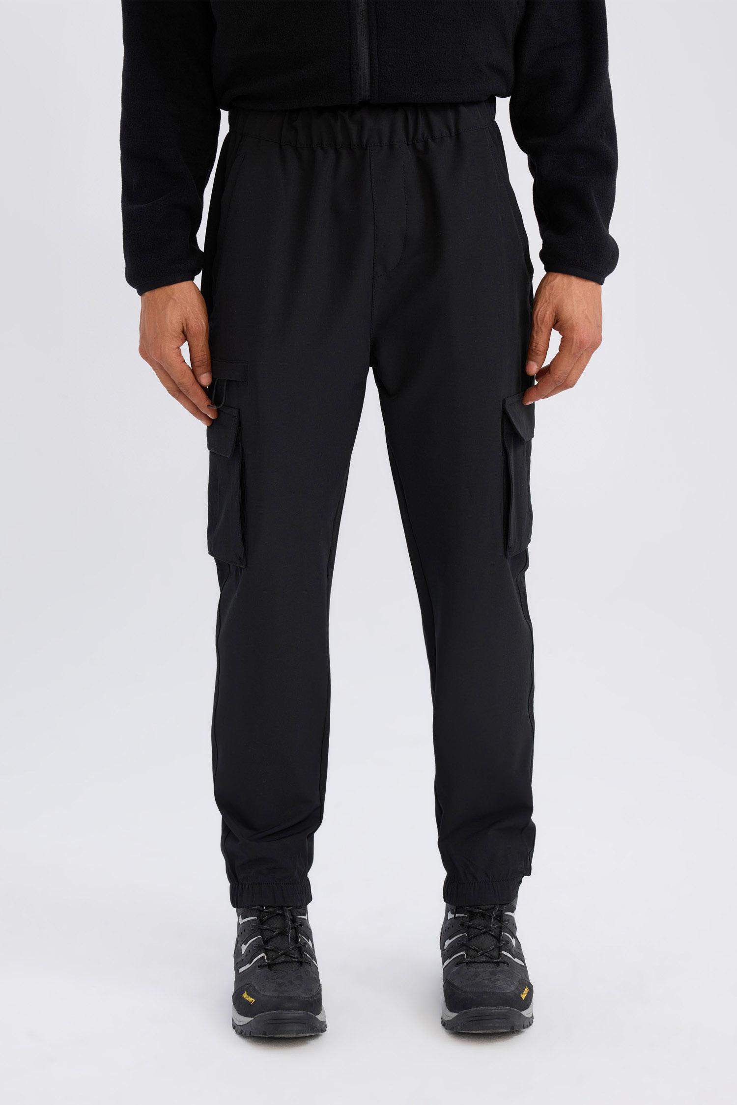 Sporcu Jogger Eşofman Altı Slim Fit Dar Kesim Dokuma Kargo Cepli Standart Paça