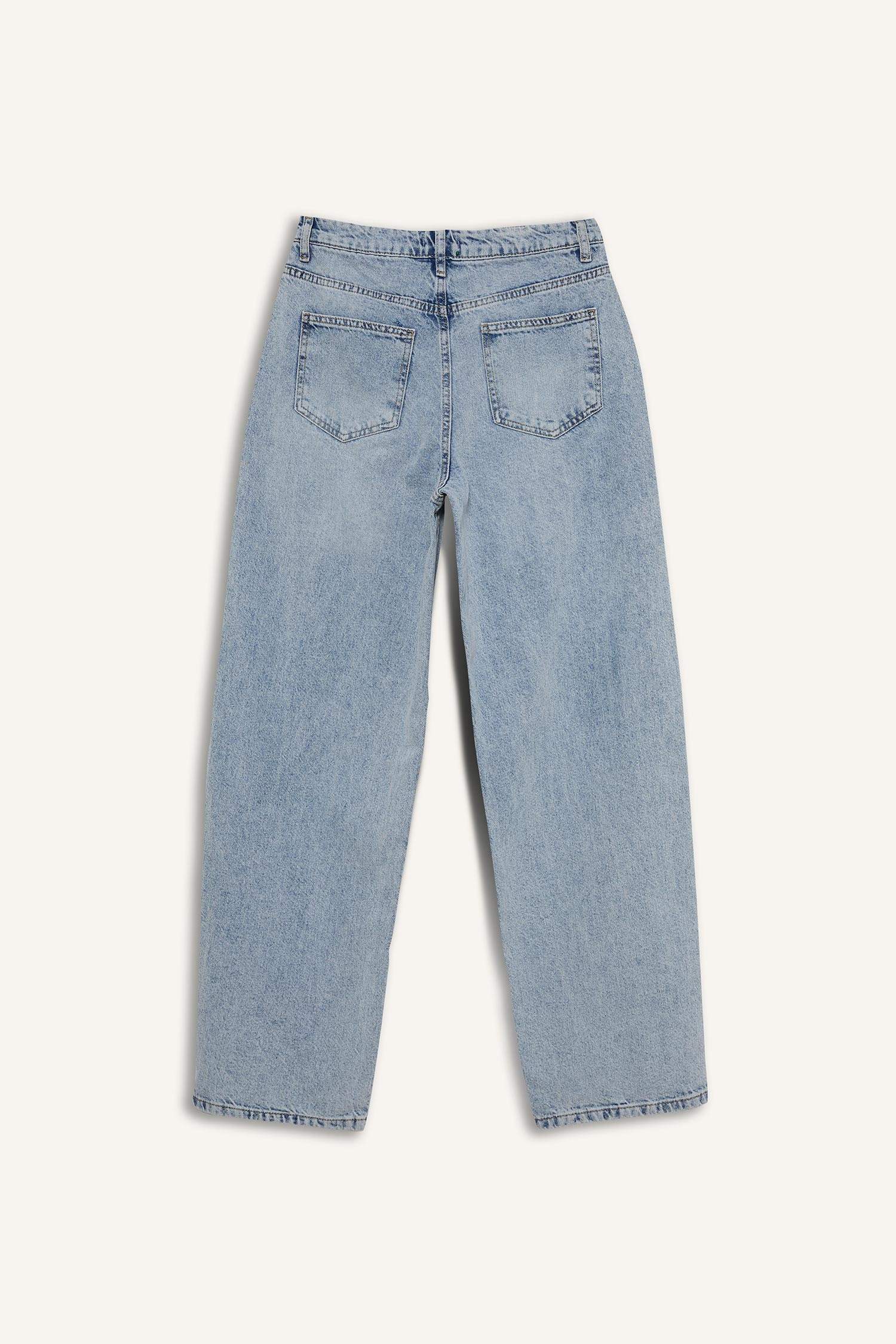 Pantalon Jean Baggy Ample Coupe Ballon Taille Haute et Longueur Cheville