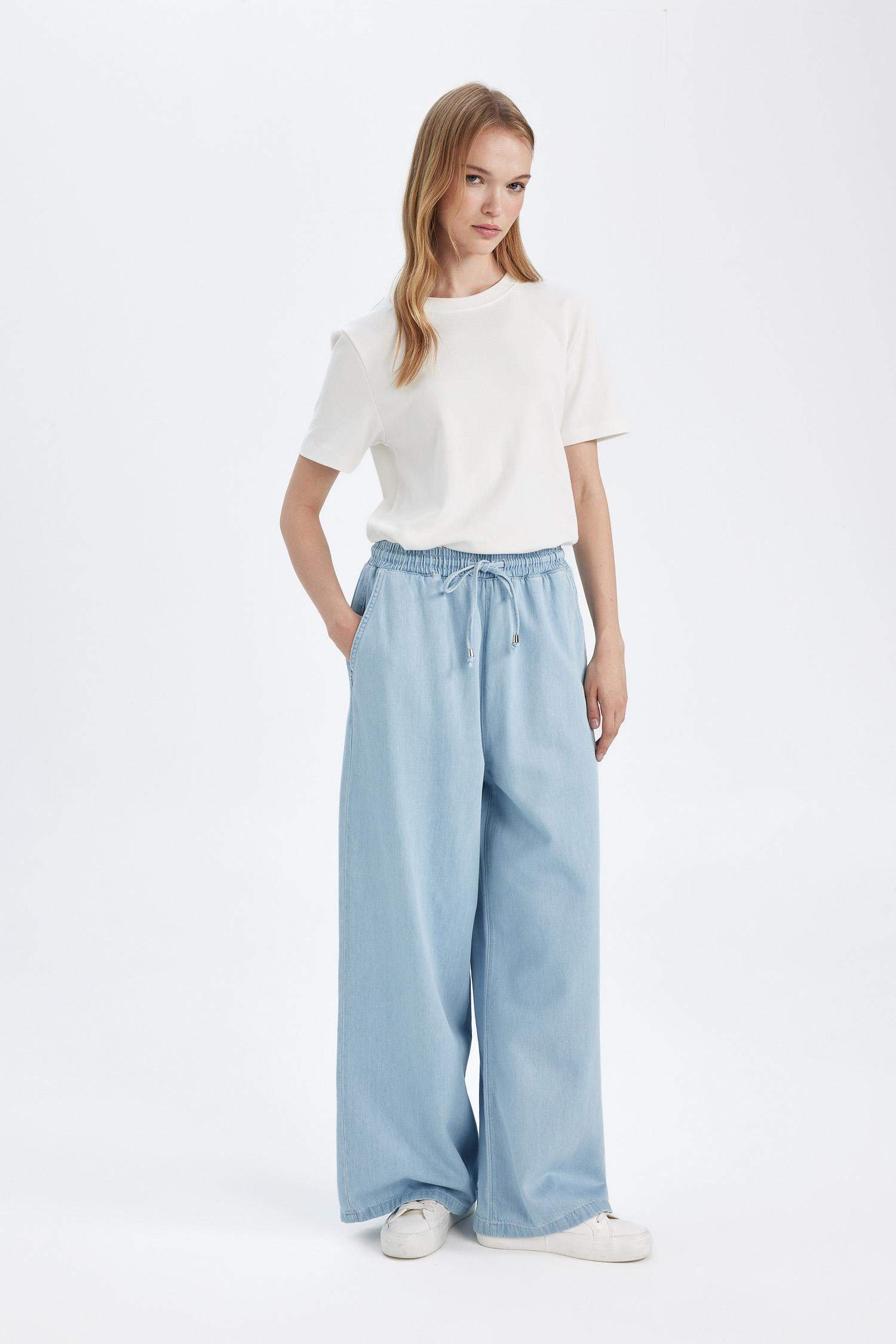 بنطرون جينز كولوت فيت وخصر عالي