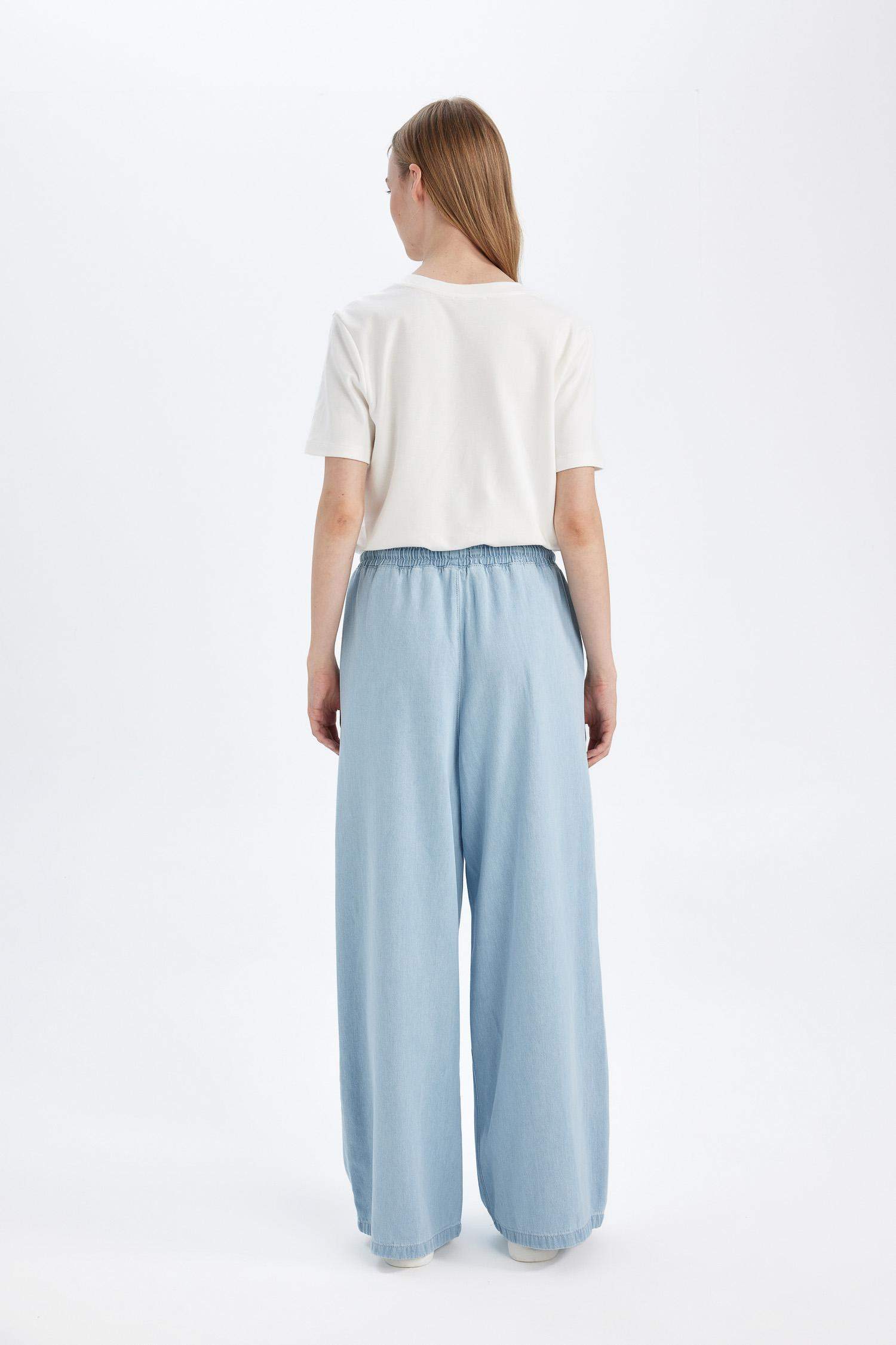 بنطرون جينز كولوت فيت وخصر عالي