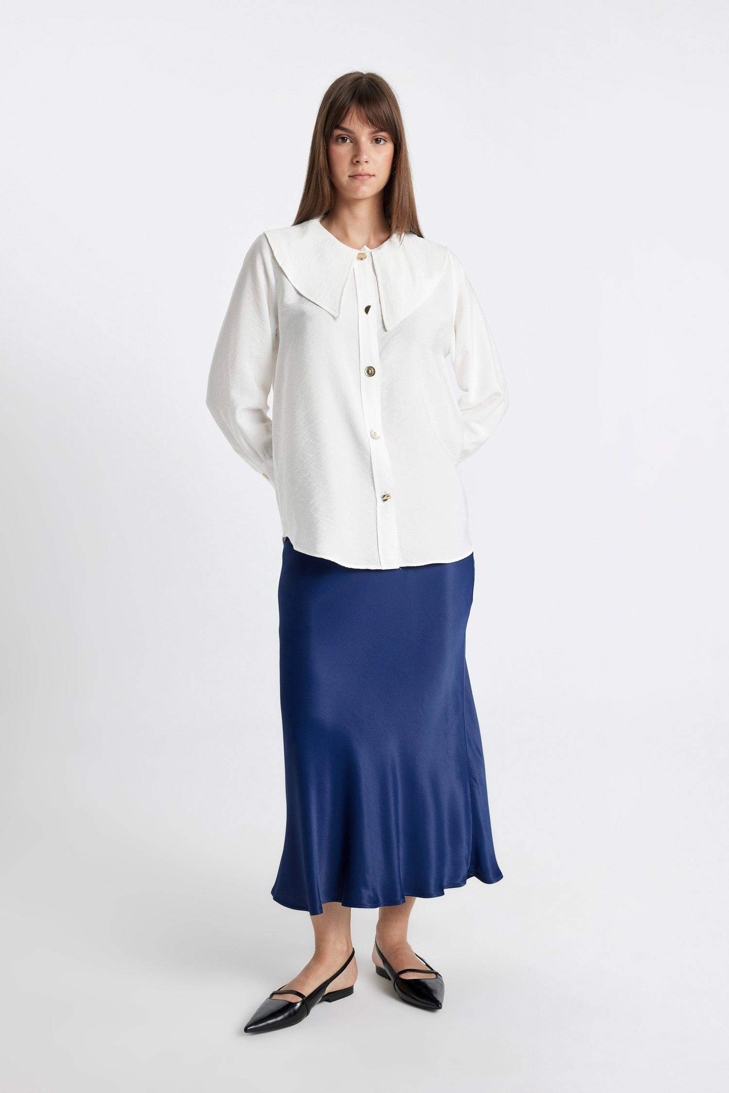 A Kesim Basic Düz Saten Maxi Etek