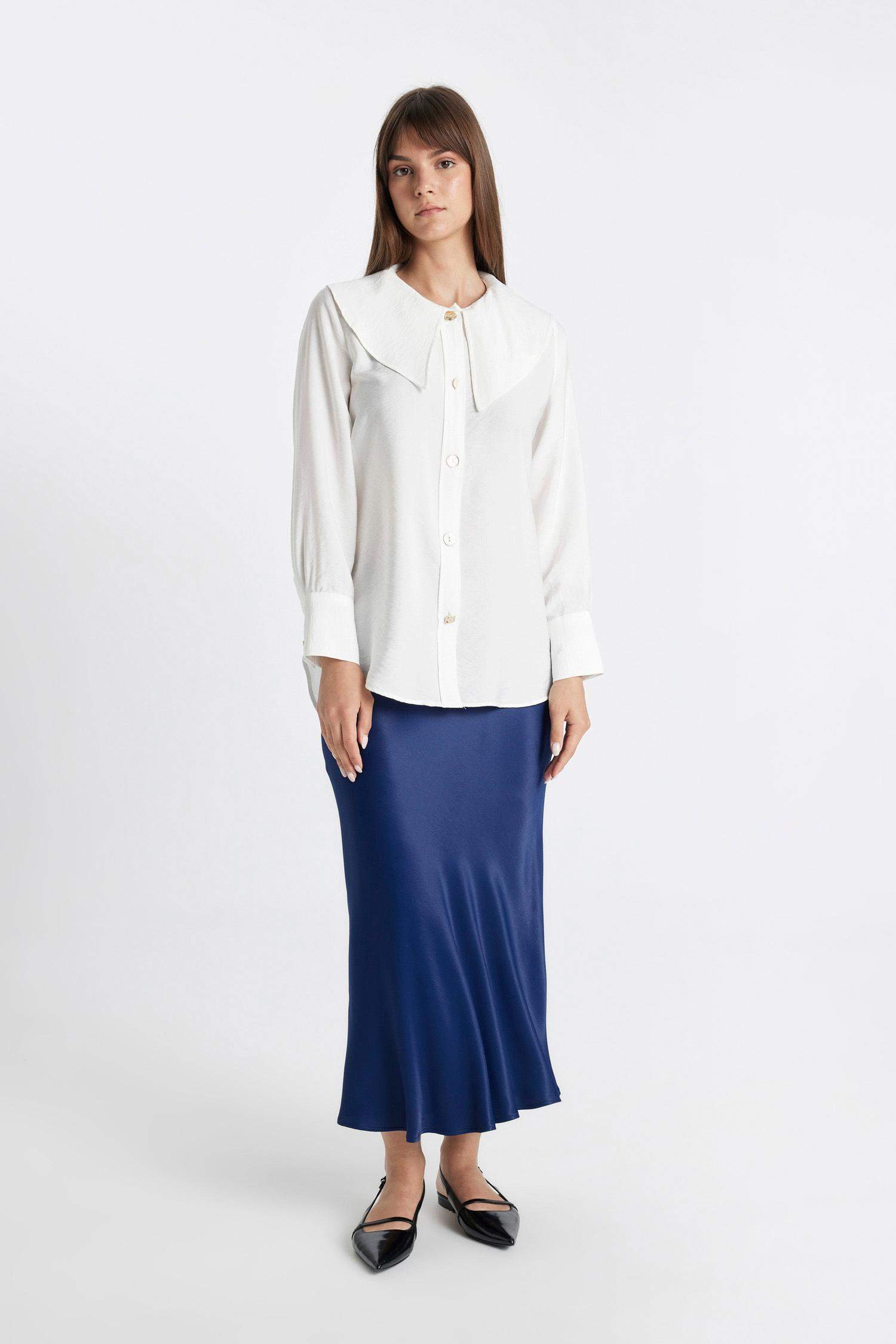 A Kesim Basic Düz Saten Maxi Etek