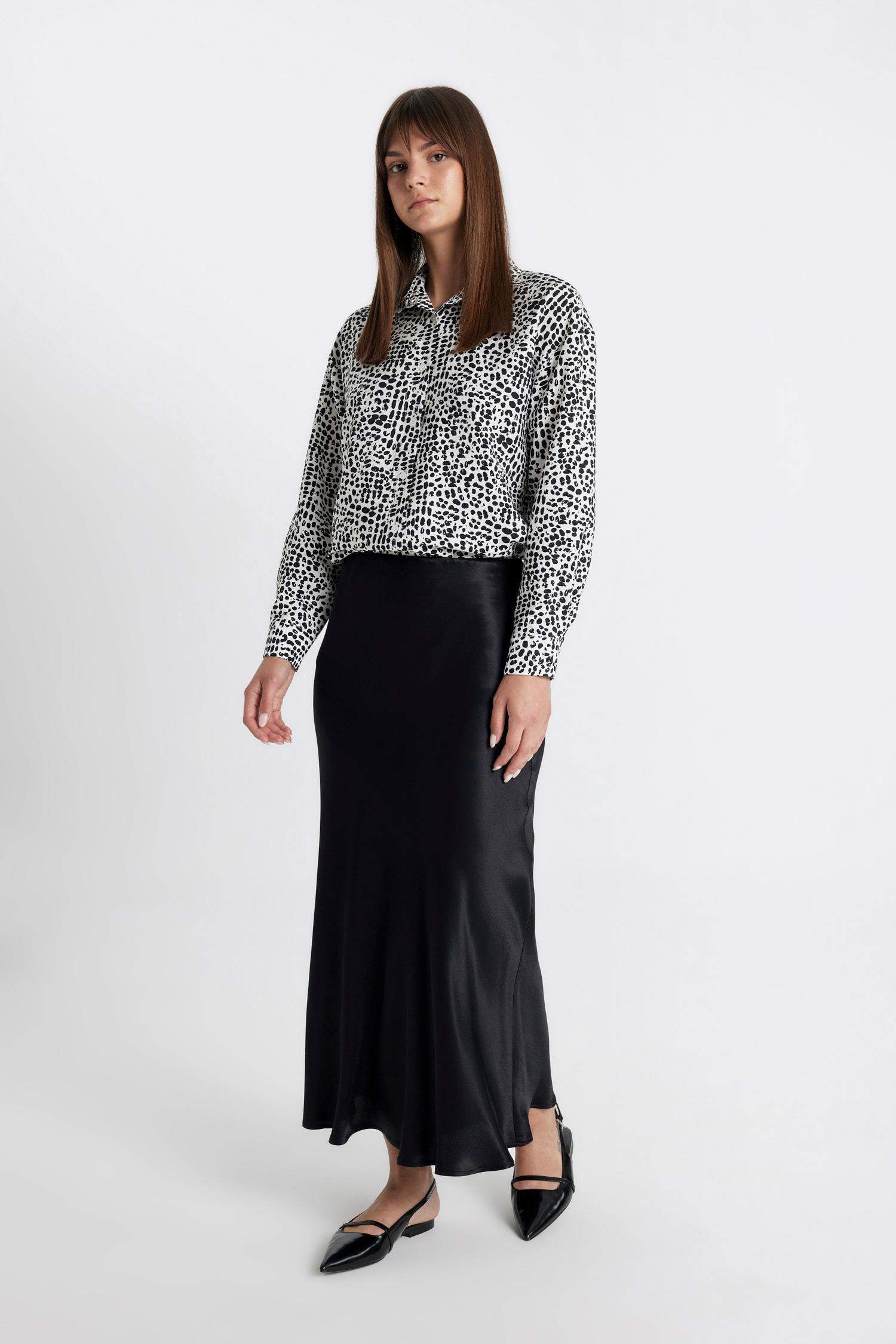 A Kesim Basic Düz Saten Maxi Etek