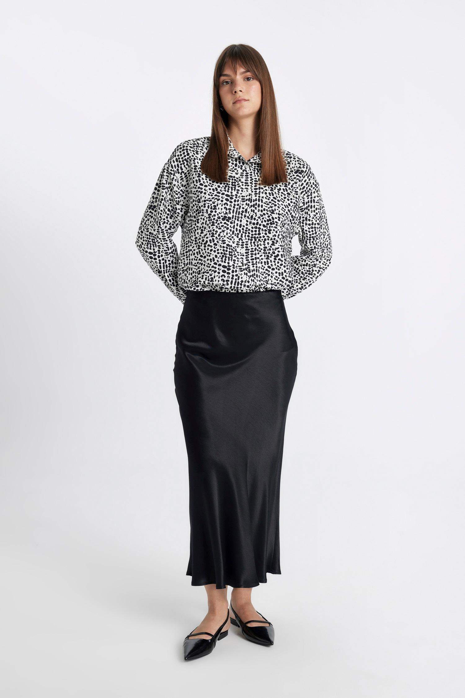 A Kesim Basic Düz Saten Maxi Etek