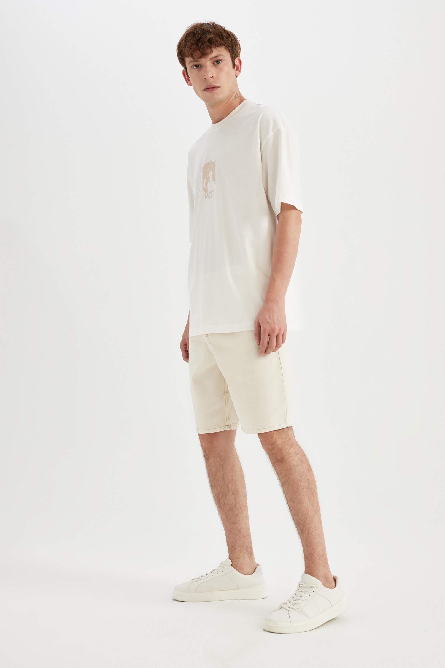 Straight Fit Denim Bermuda