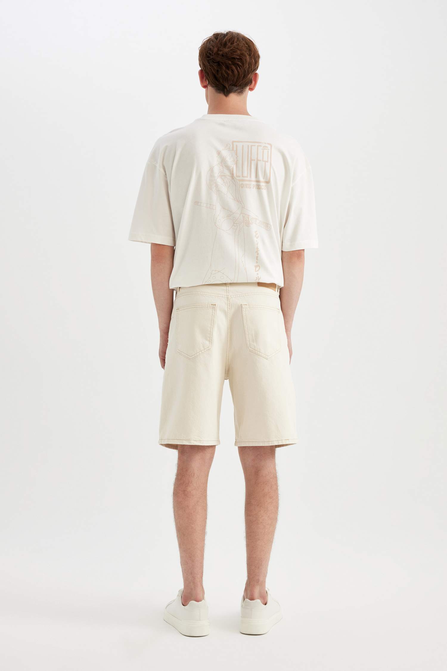 Straight Fit Denim Bermuda