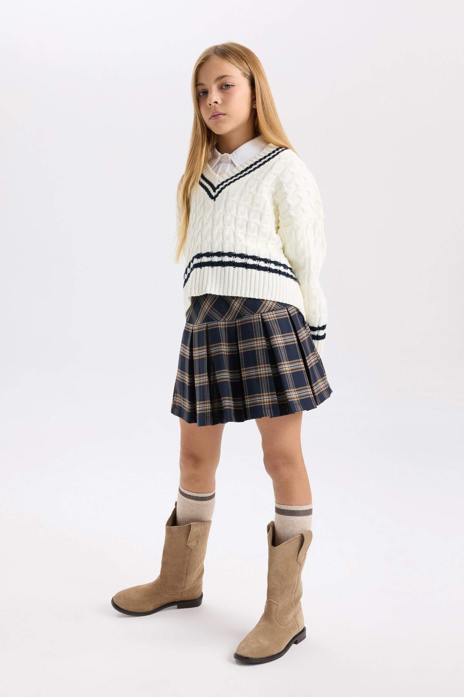 Kız Çocuk Kareli Kolej Etek