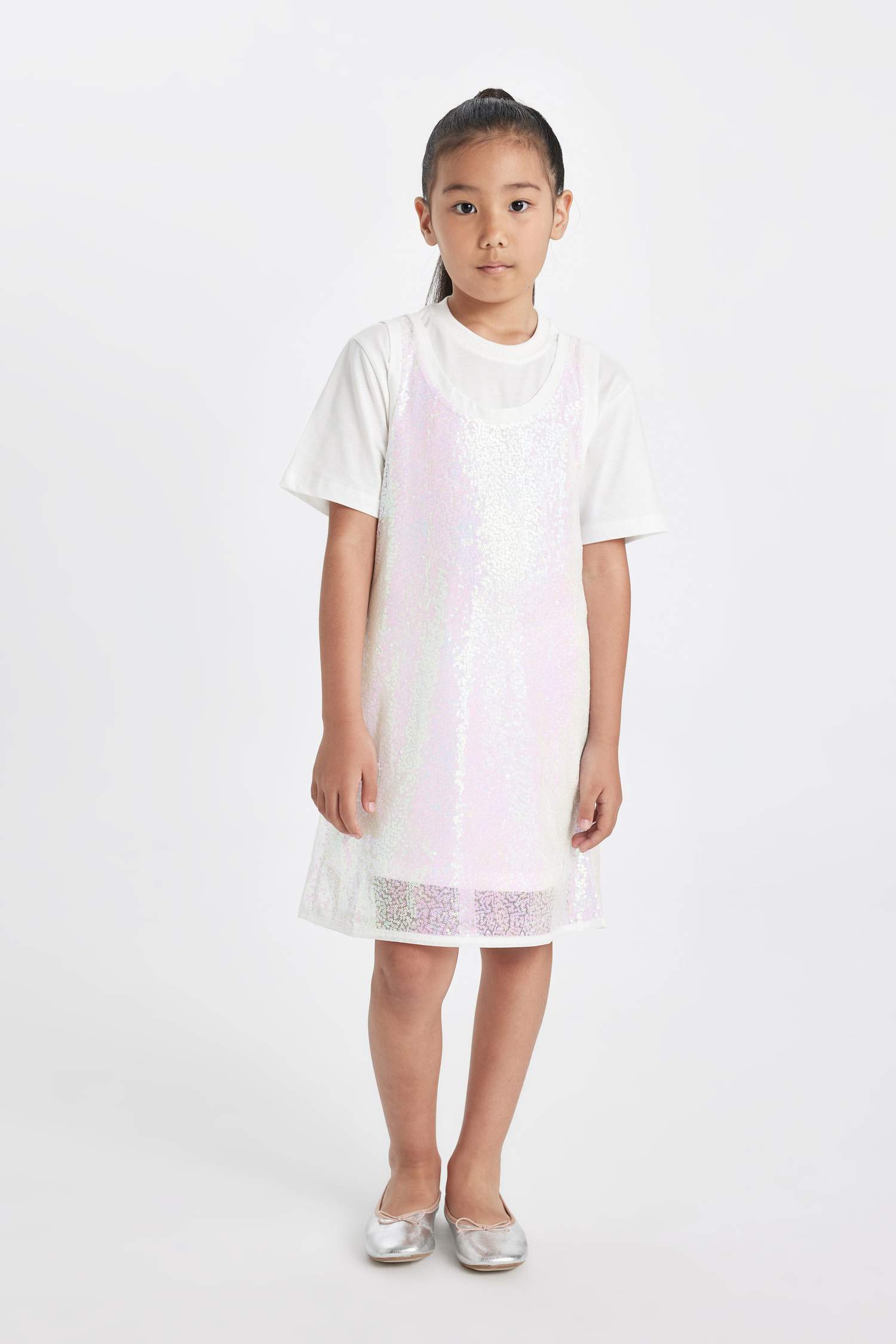 Girl Short Sleeve T-Shirt Dress 2 Piece Set